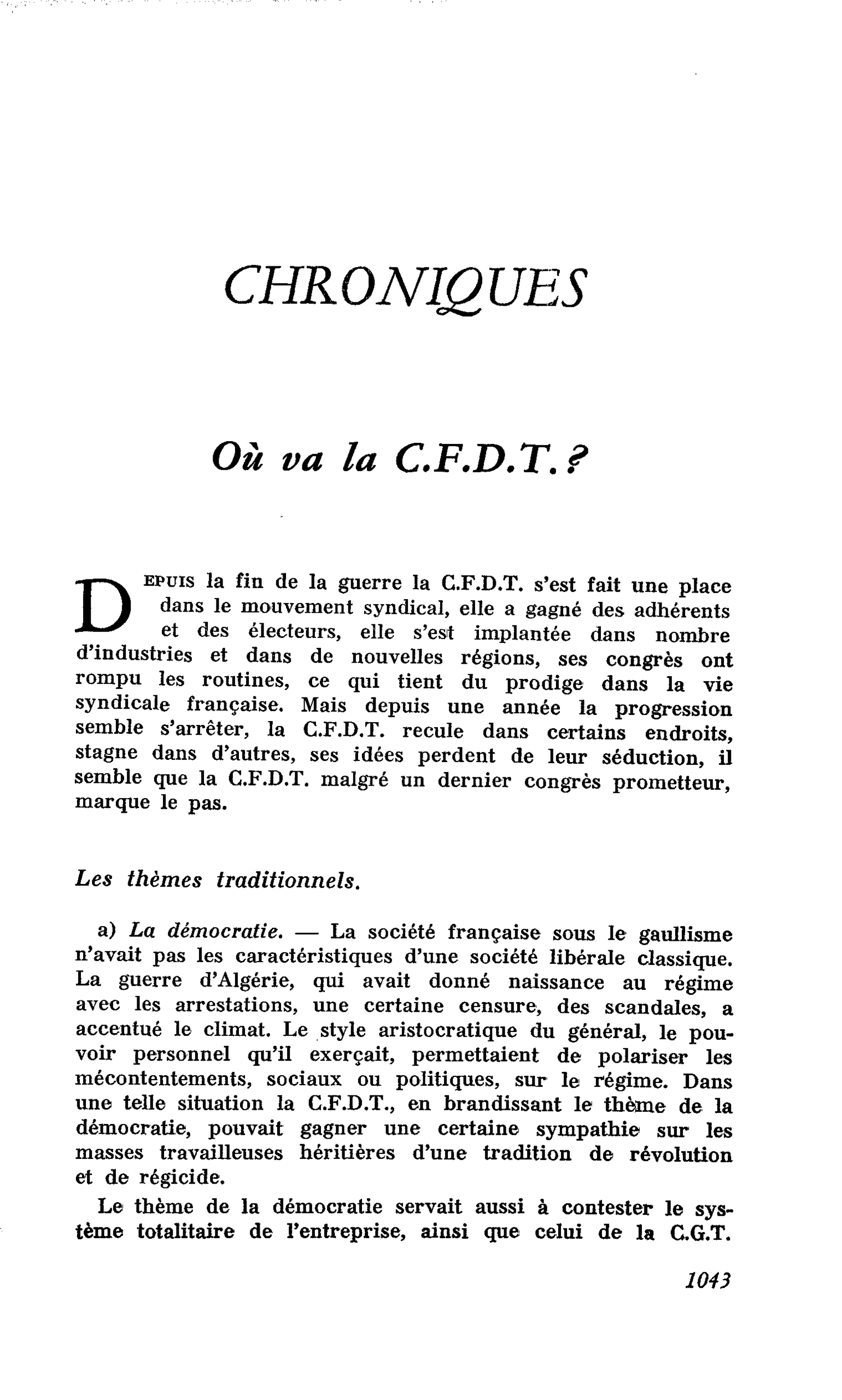 Ou va la C.F.D.T.?