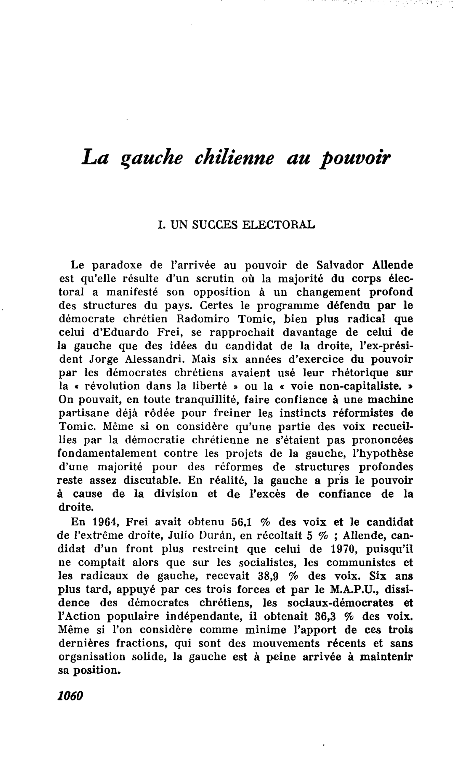 La gauche chilienne au pouvoir