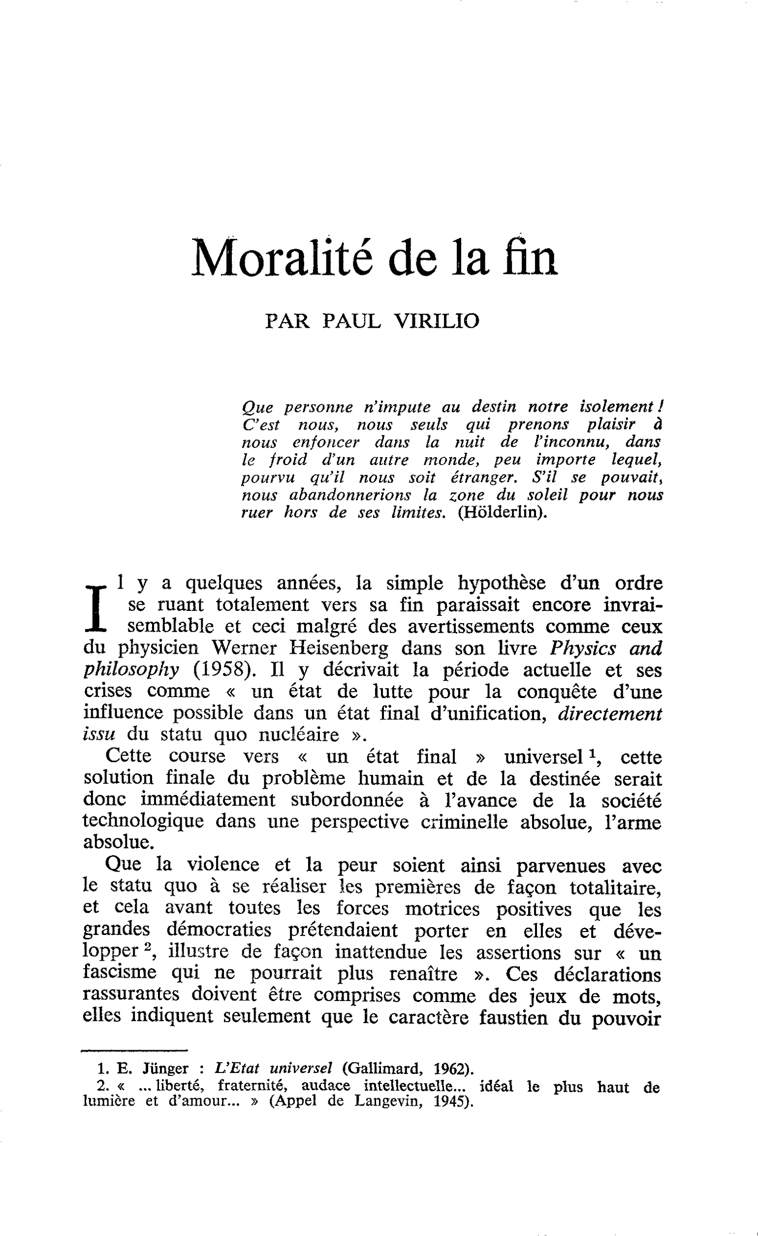 Moralité de la fin