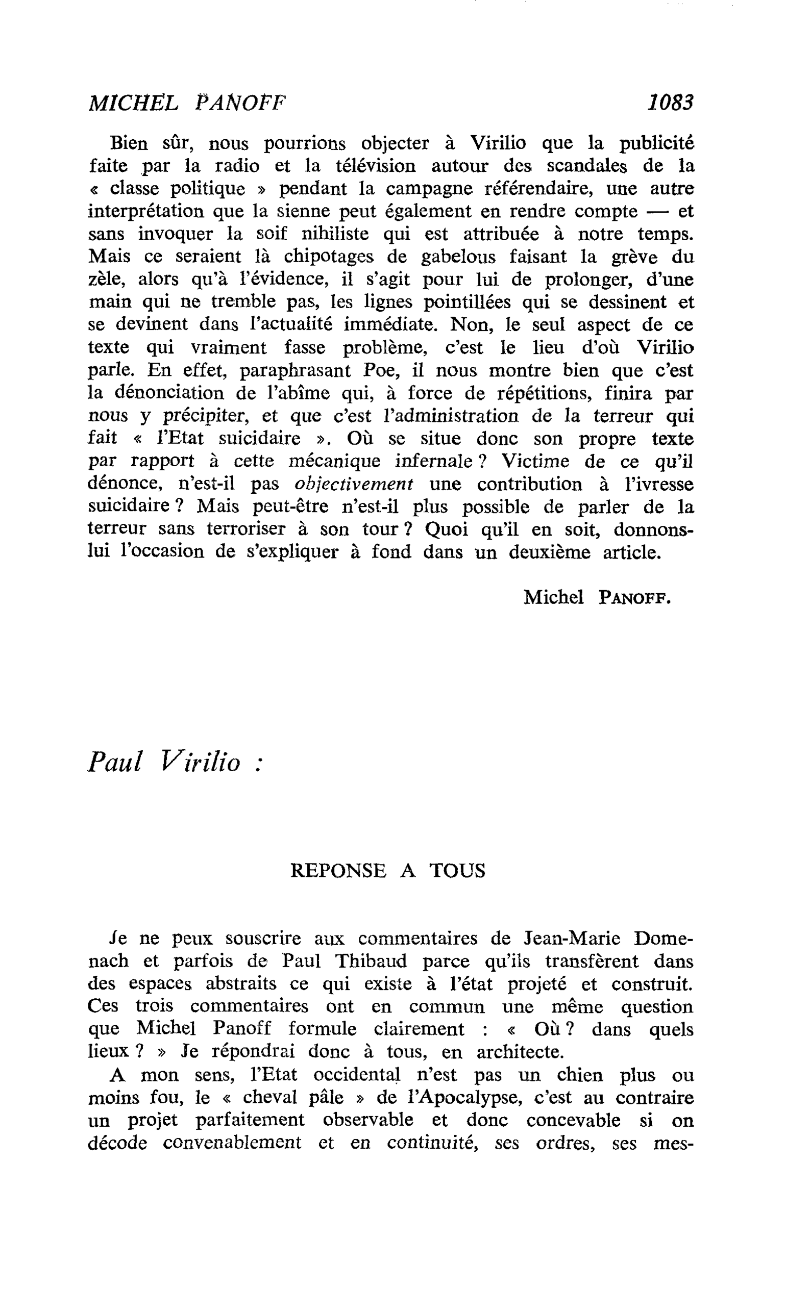 Commentaires sur « Moralité de la fin »