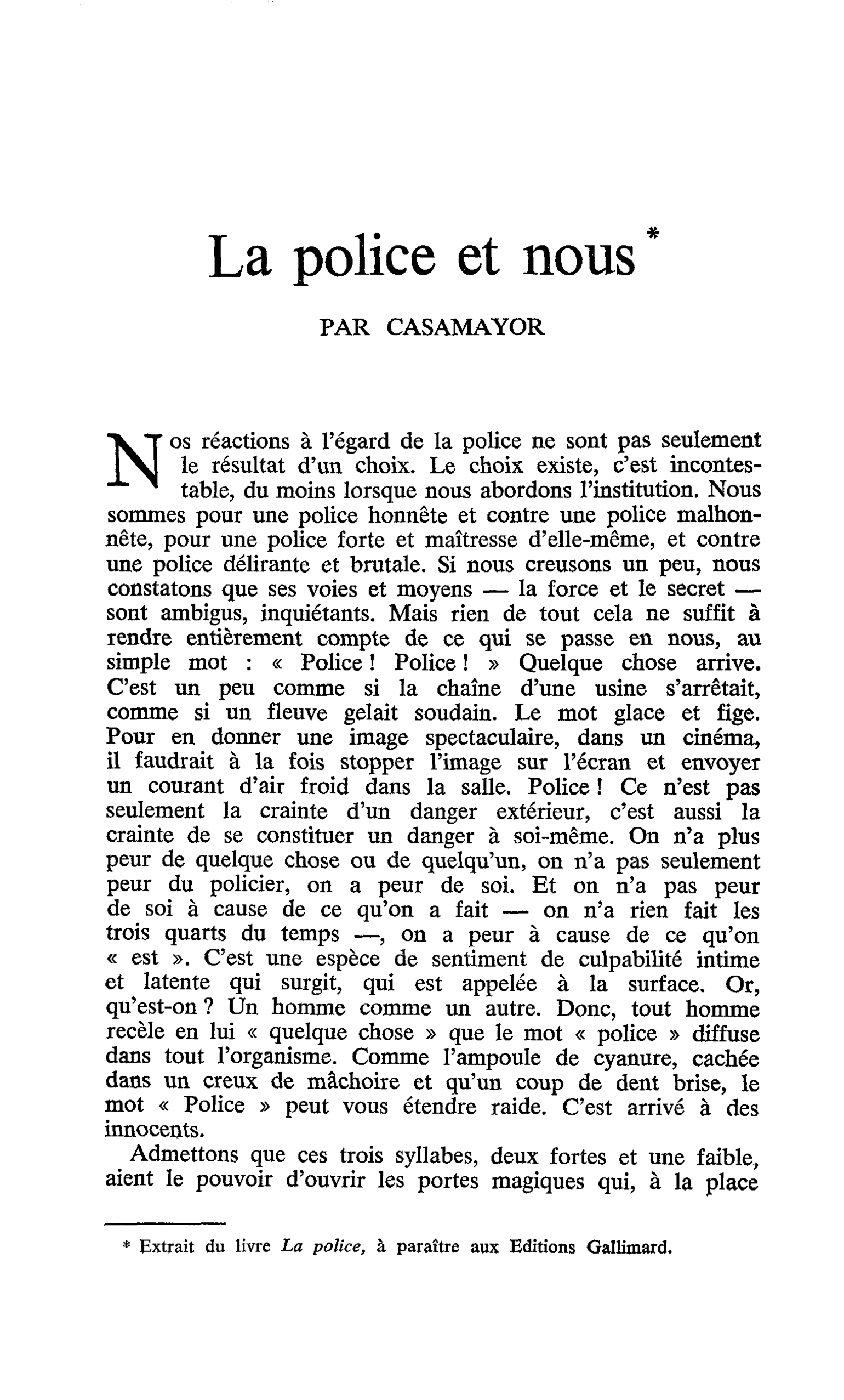 La police et nous