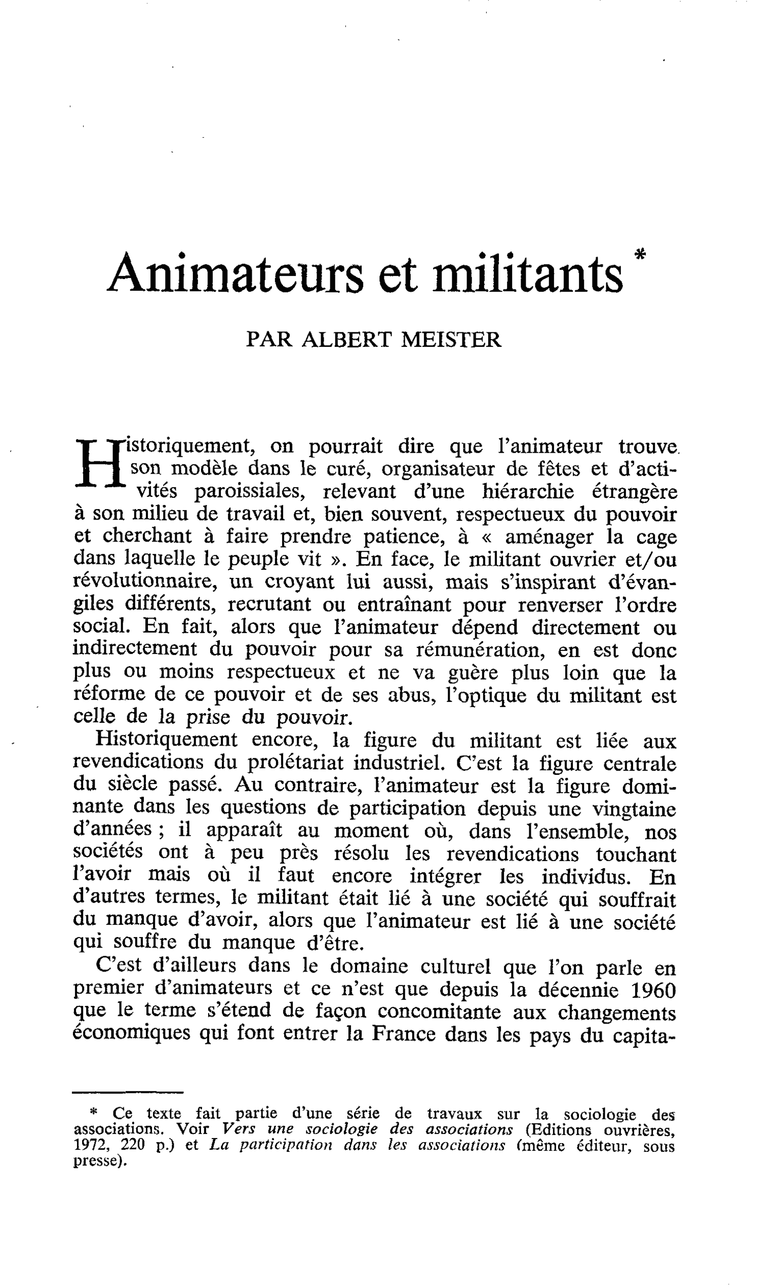 Animateurs et militants