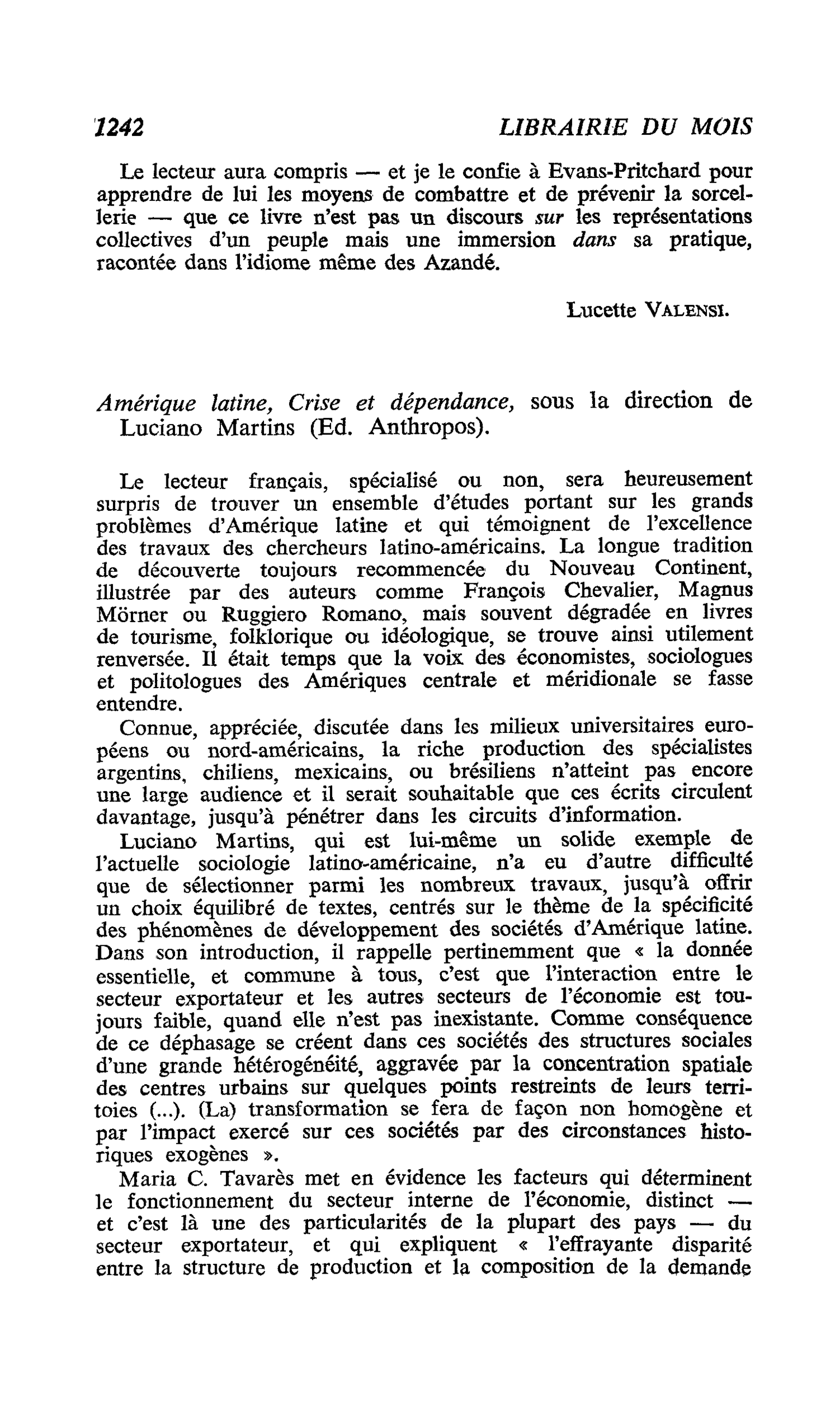 Amérique latine, Crise et dépendance, sous la direction de Luciano Martins
