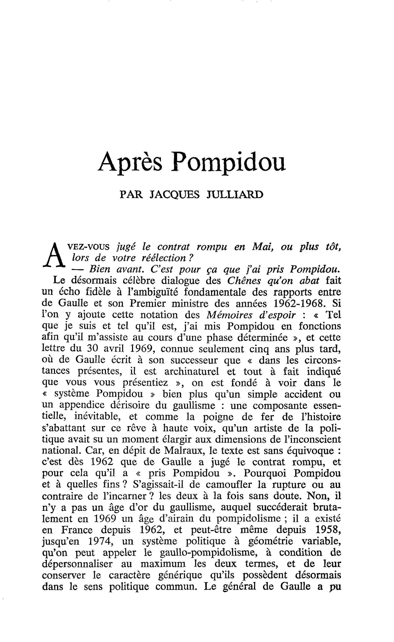 Après Pompidou