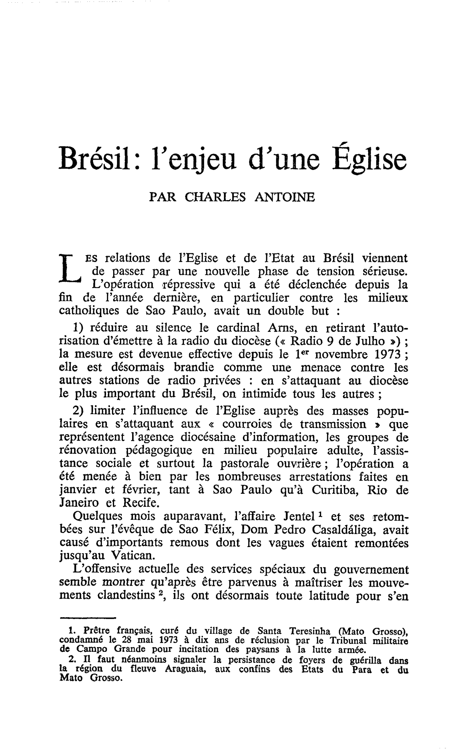 Brésil : l’enjeu d’une Église