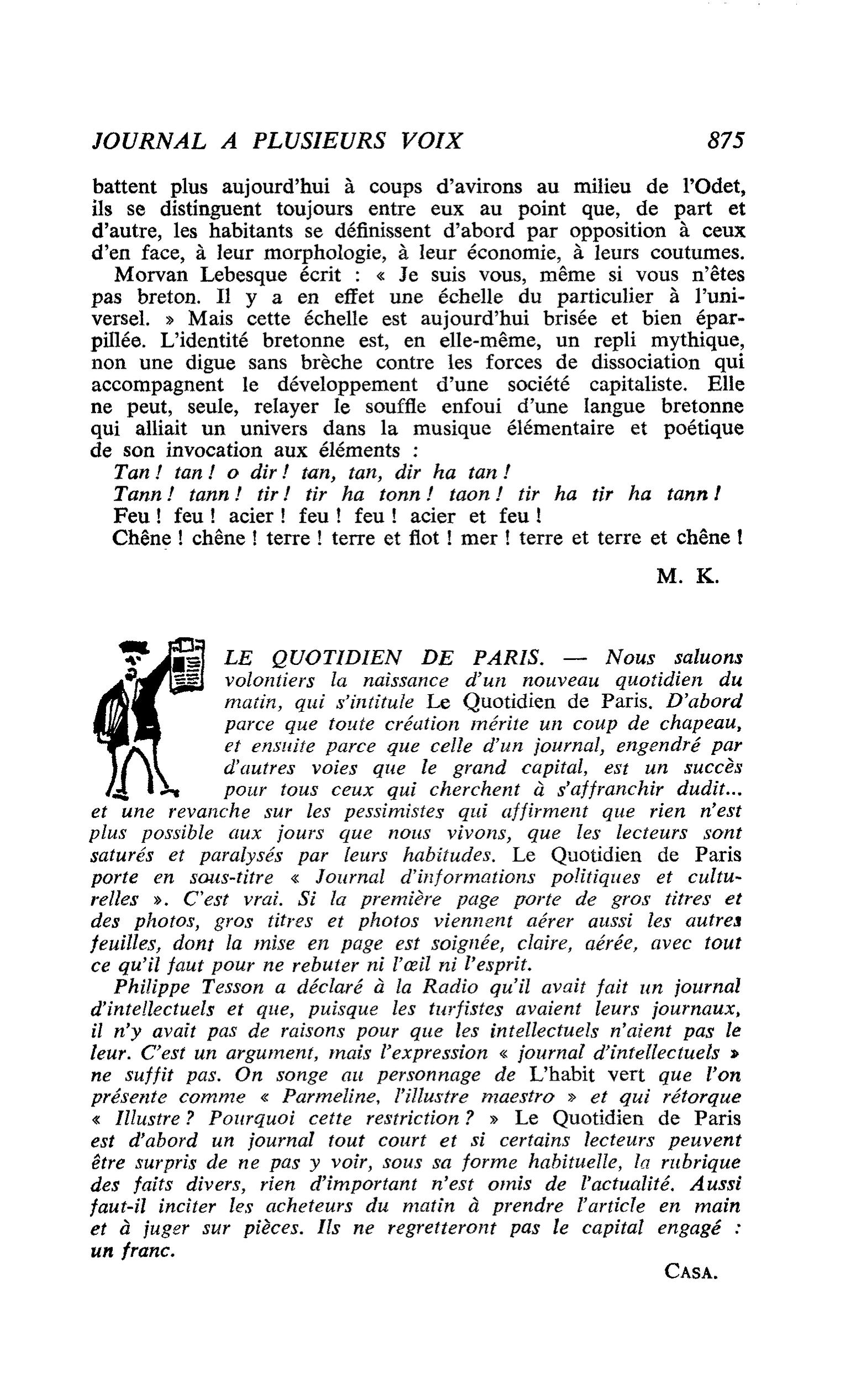 LE QUOTIDIEN DE PARIS