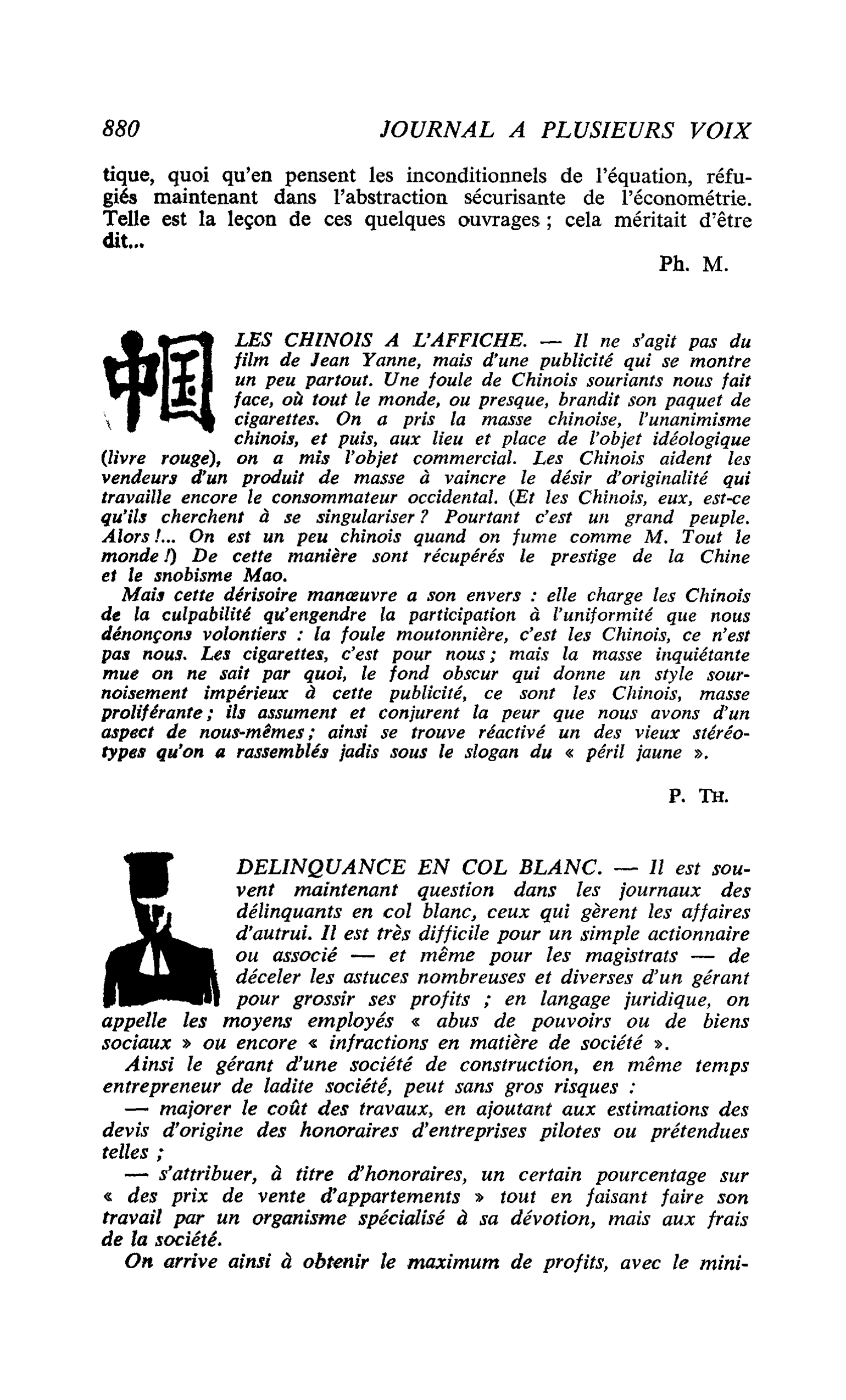 DELINQUANCE EN COL BLANC