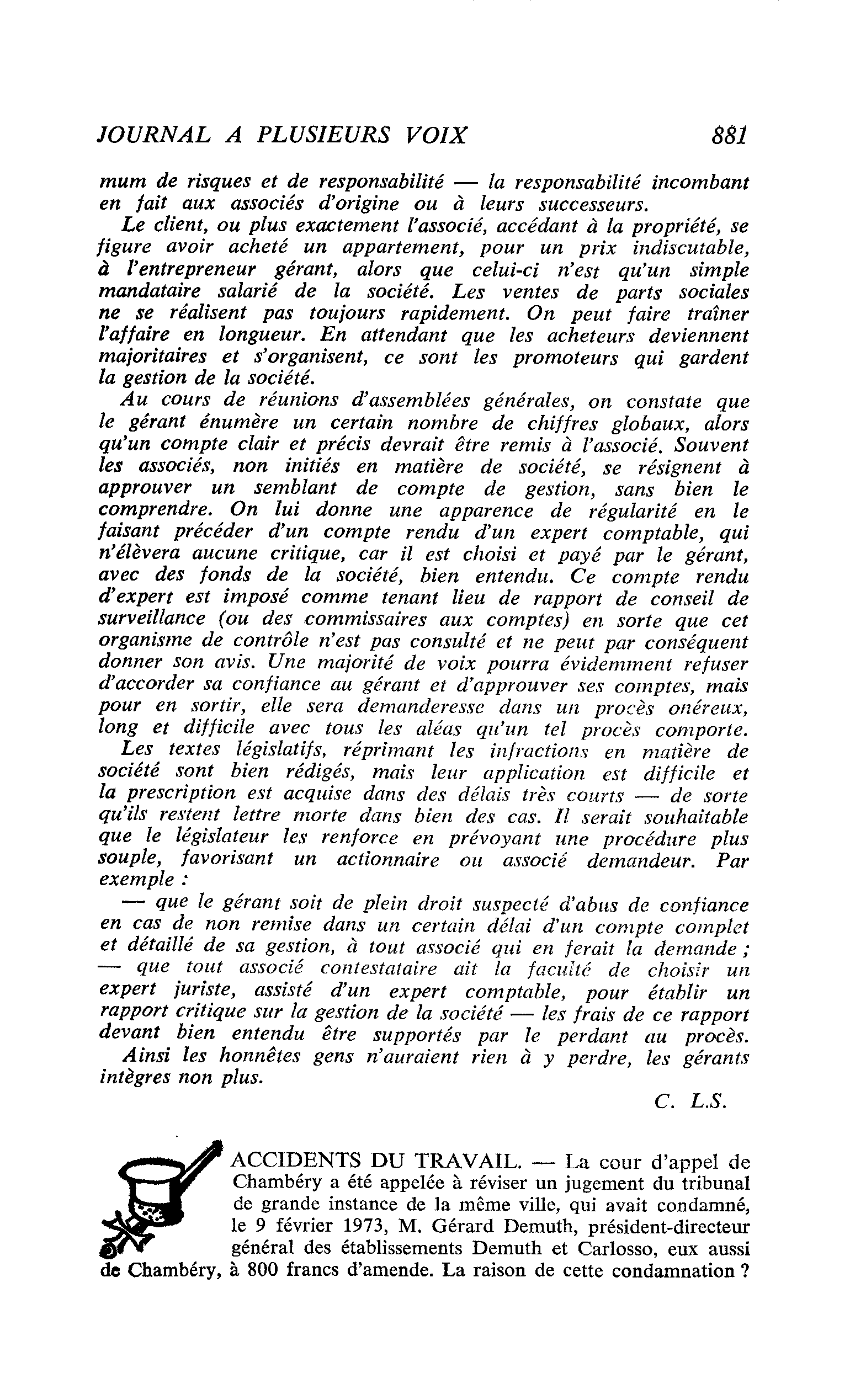 ACCIDENTS DU TRAVAIL