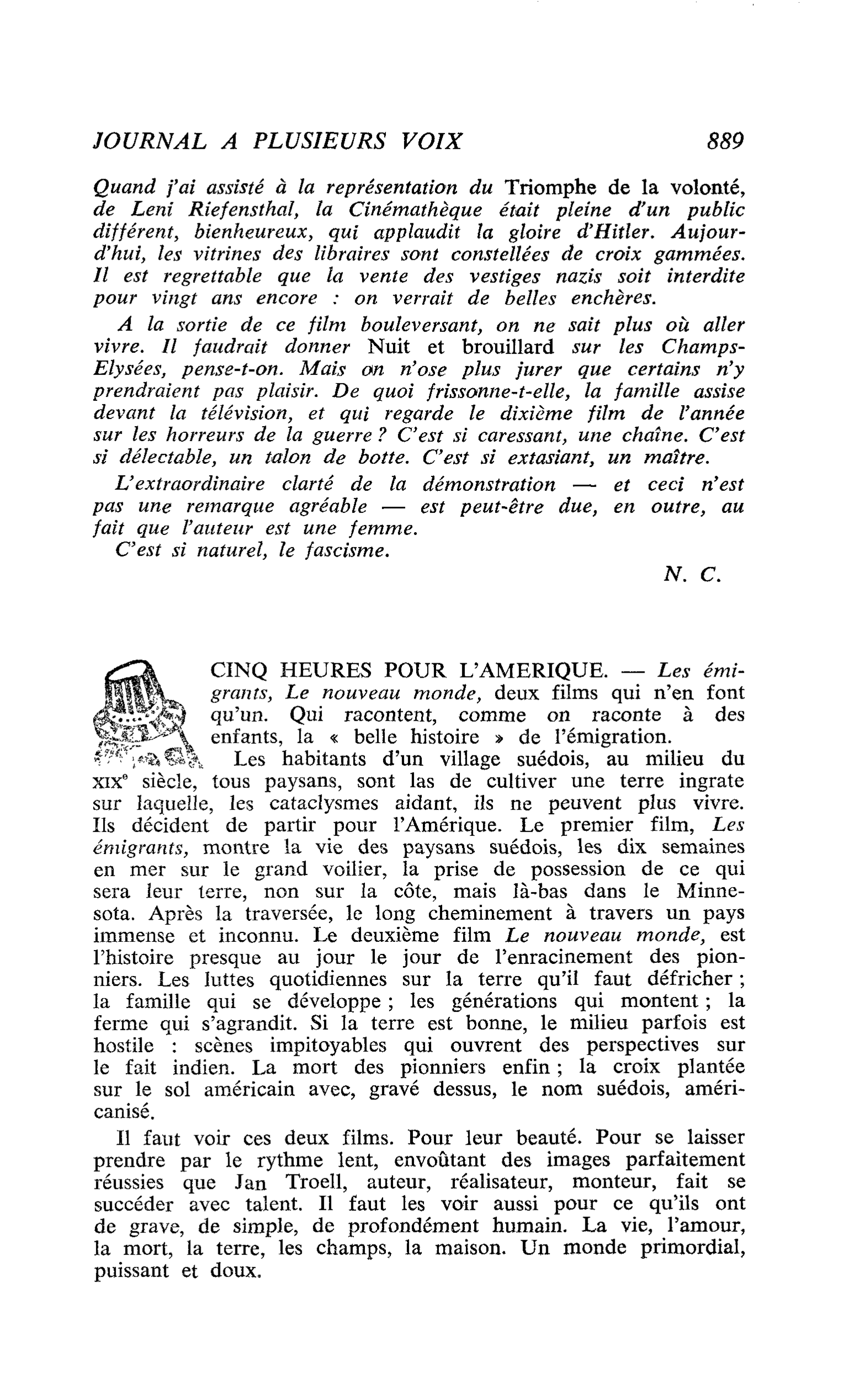 CINQ HEURES POUR L’AMERIQUE