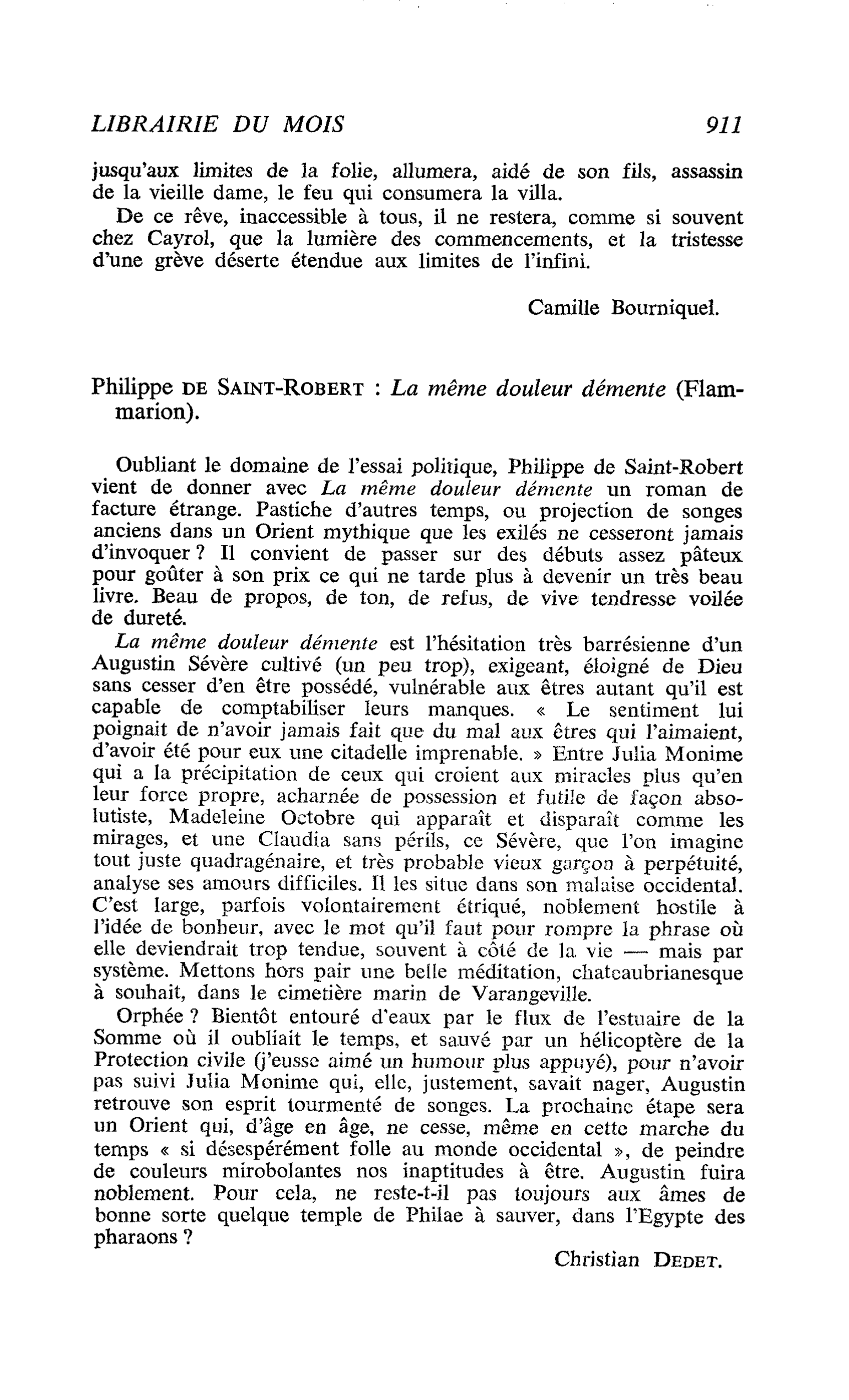 Philippe de Saint-Robert : La même douleur démente