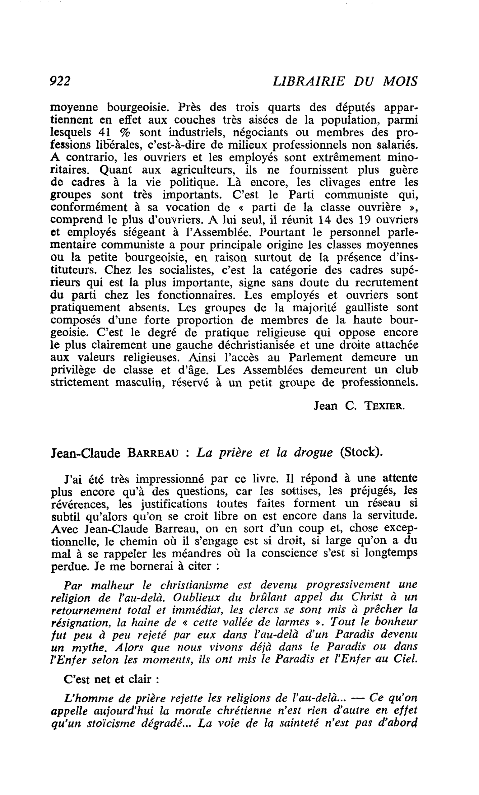 Jean-Claude Barreau : La prière et la drogue