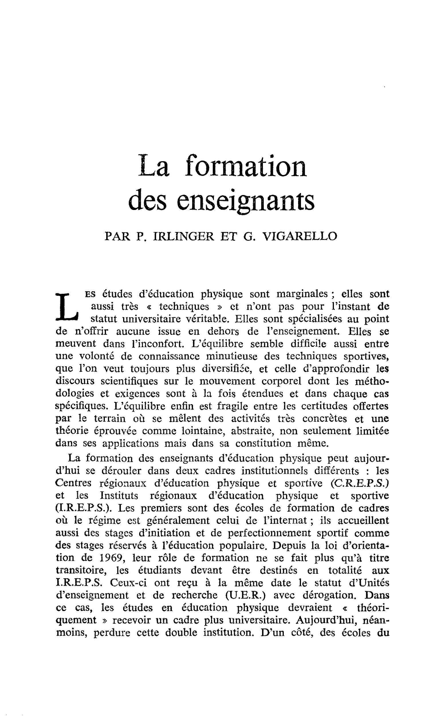 La formation des enseignants