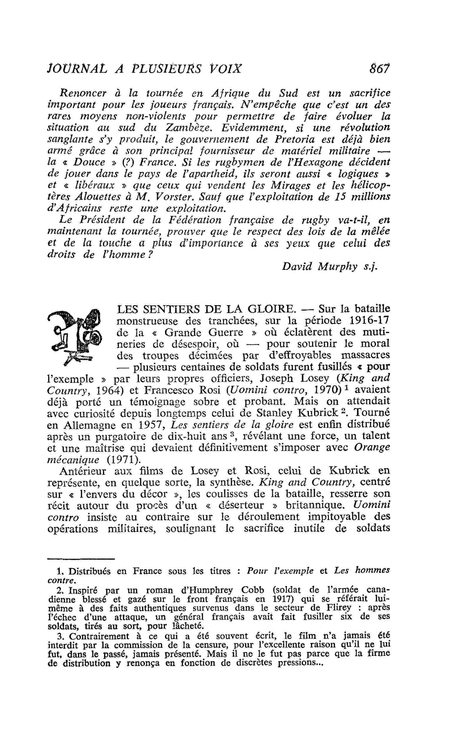 LES SENTIERS DE LA GLOIRE