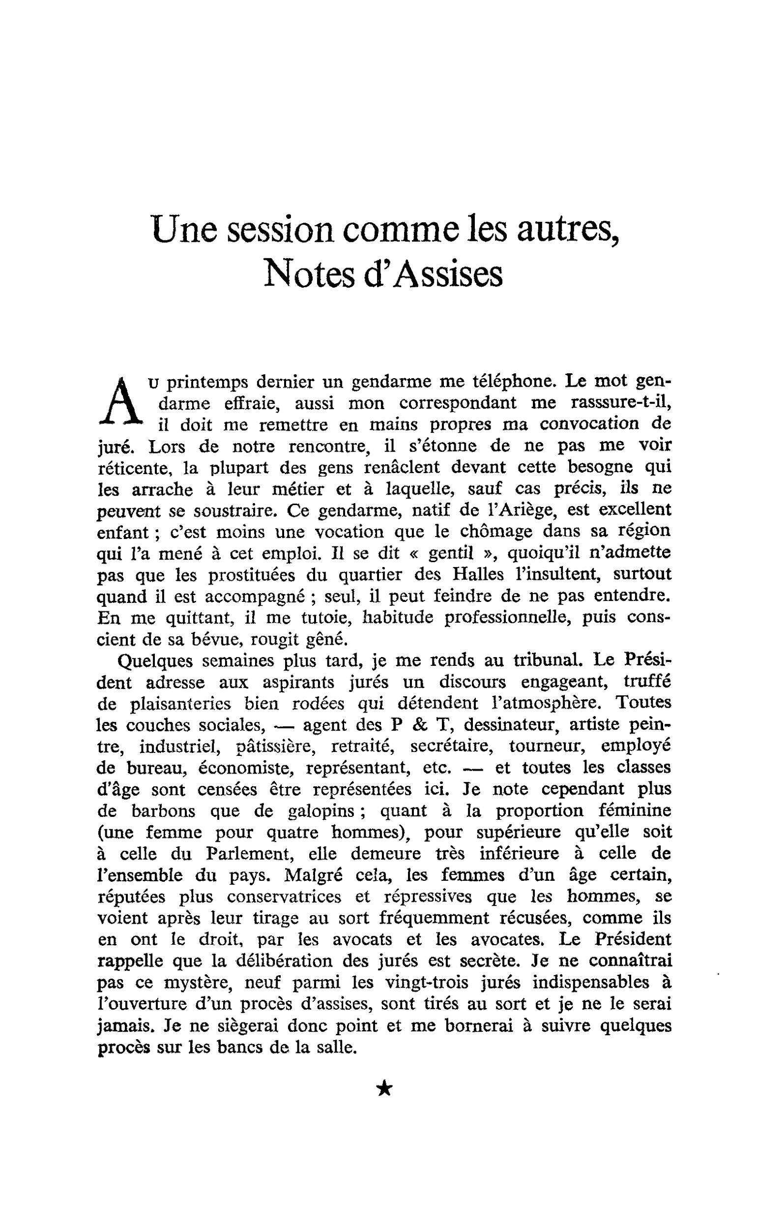 Une session comme les autres, Notes d’Assises