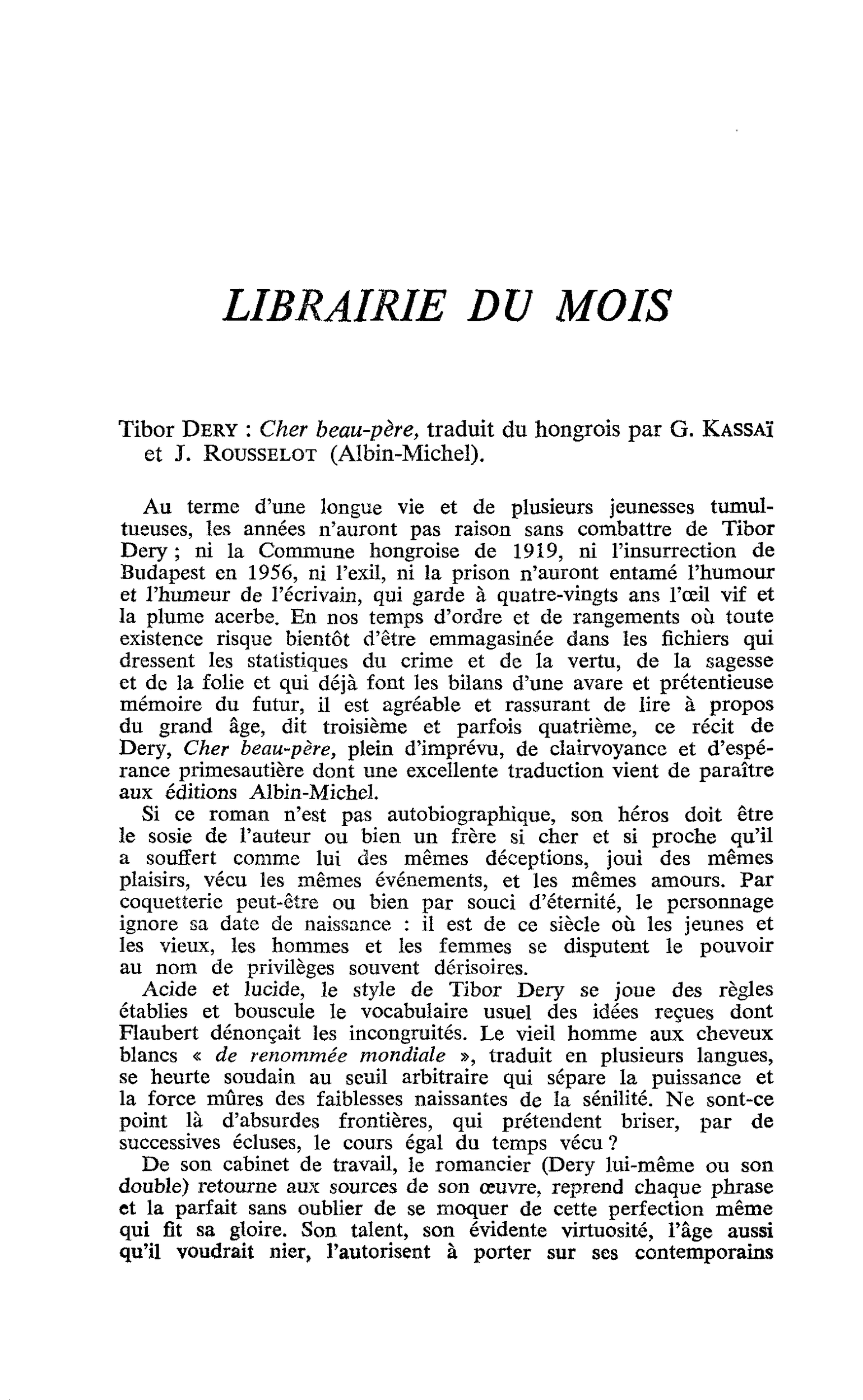 Tibor Dery : Cher beau-père