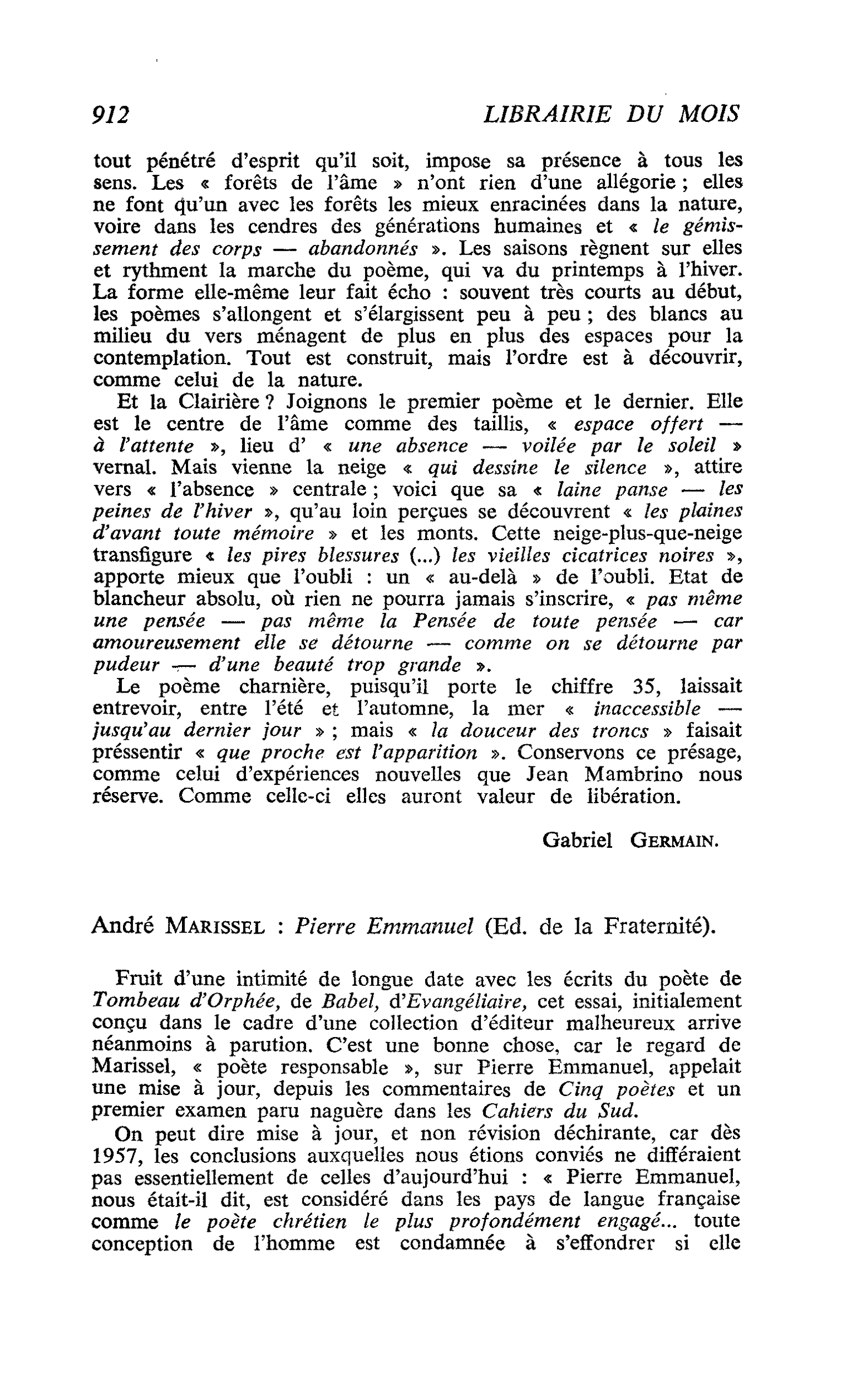 André Marissel : Pierre Emmanuel