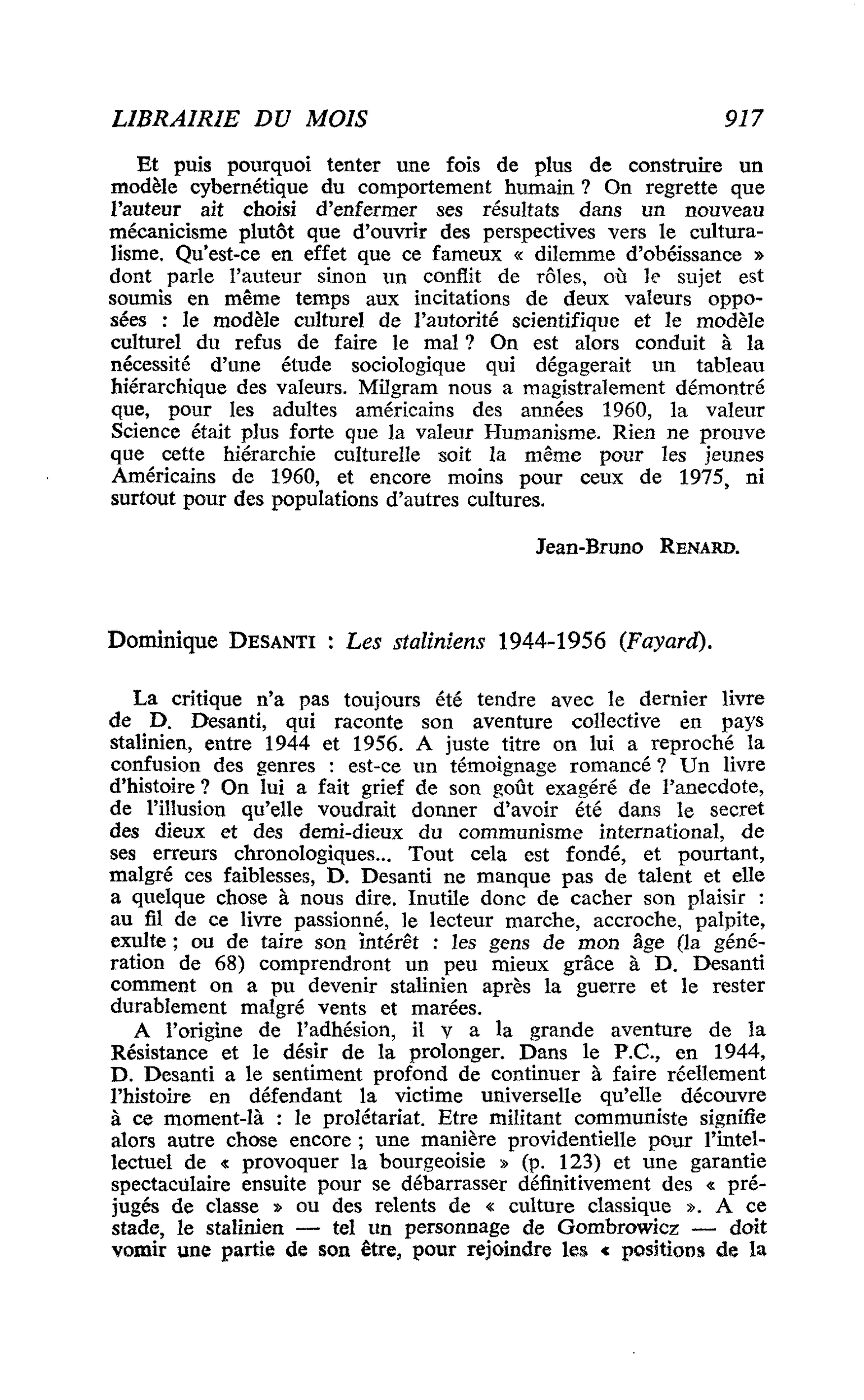 Dominique Desanti : Les staliniens 1944-1956