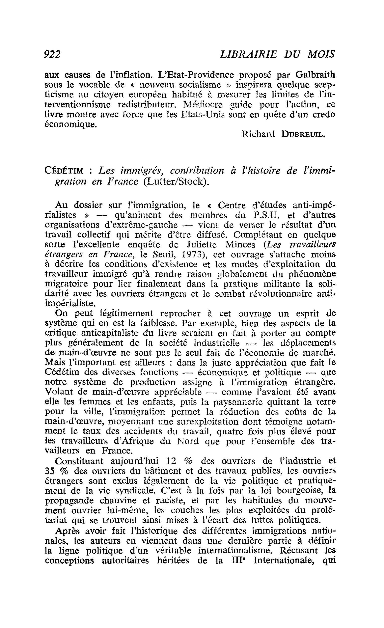 Cédétim : Les immigrés, contribution à l’histoire de l’immigration en France
