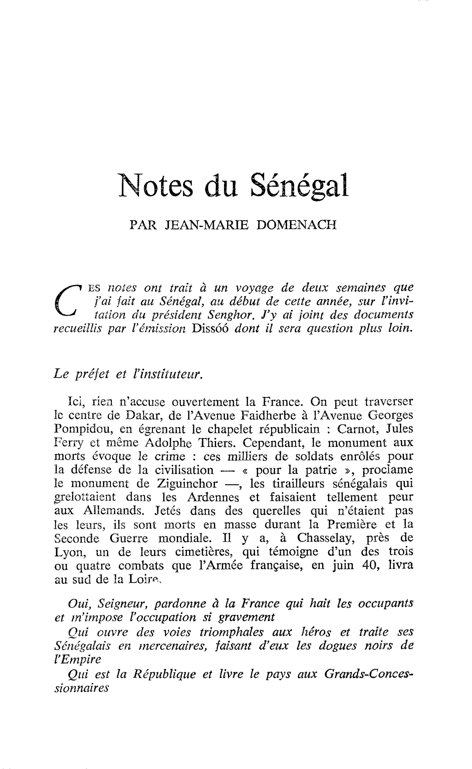 Notes du Sénégal