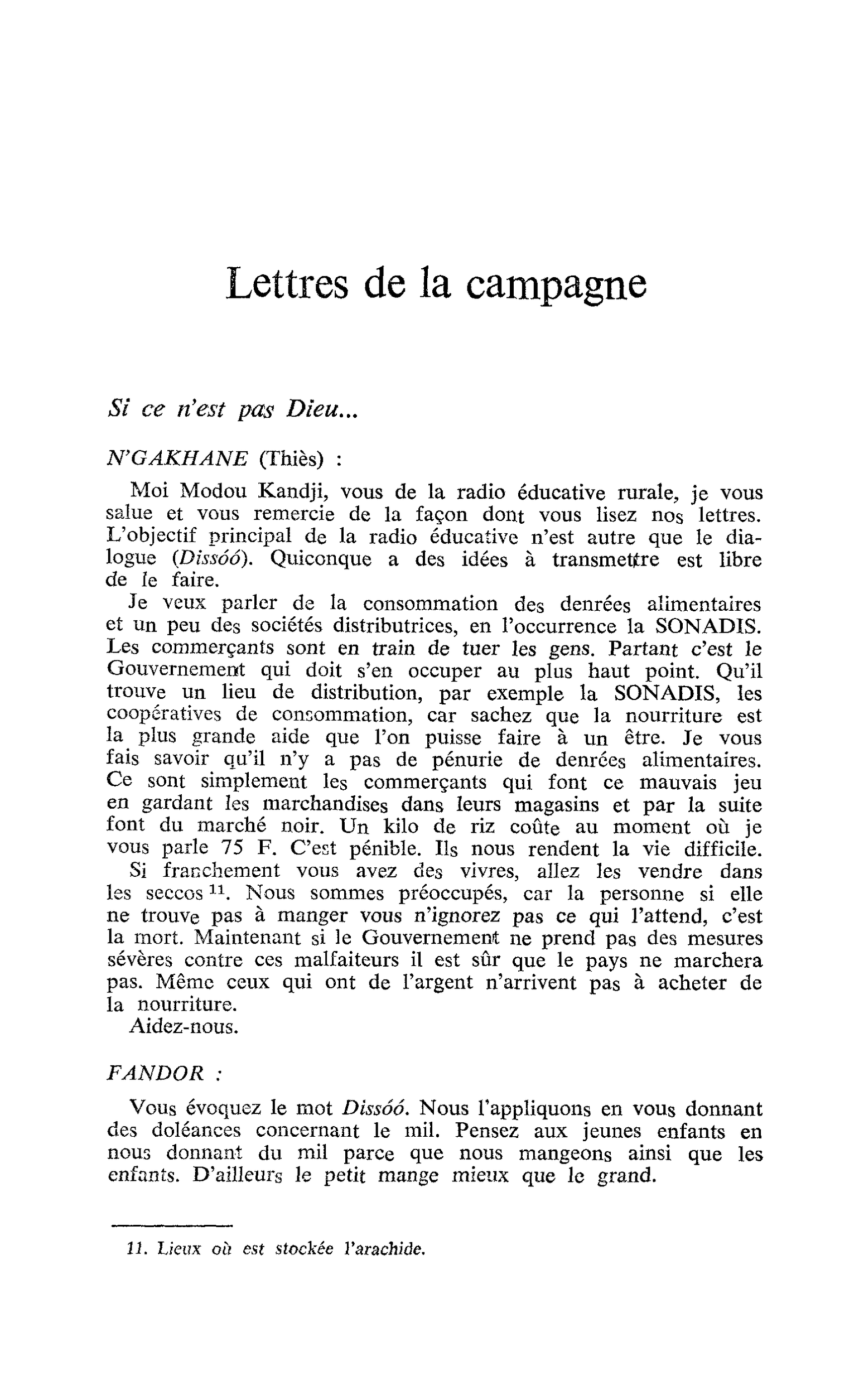 Lettres de la campagne