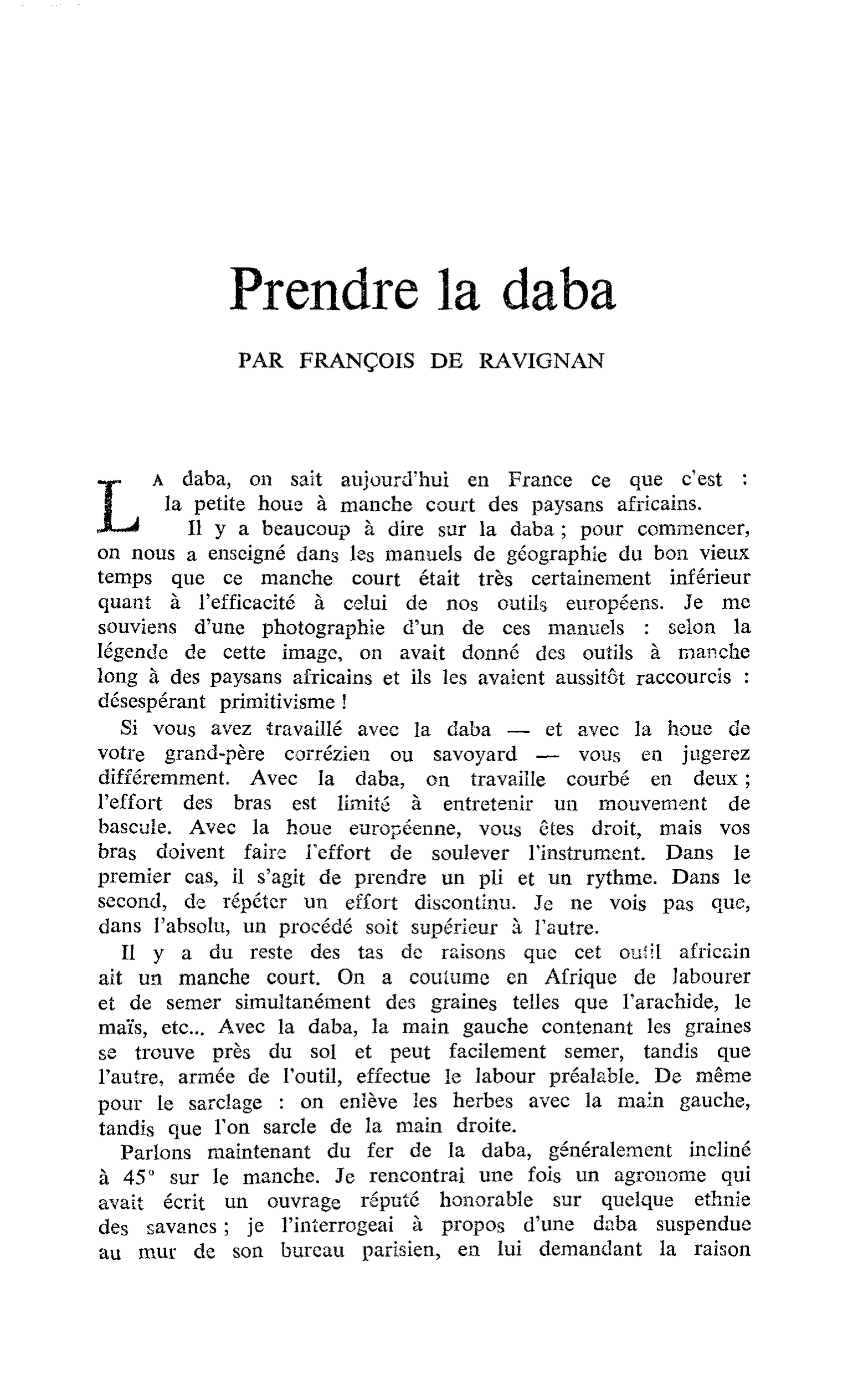 Prendre la daba