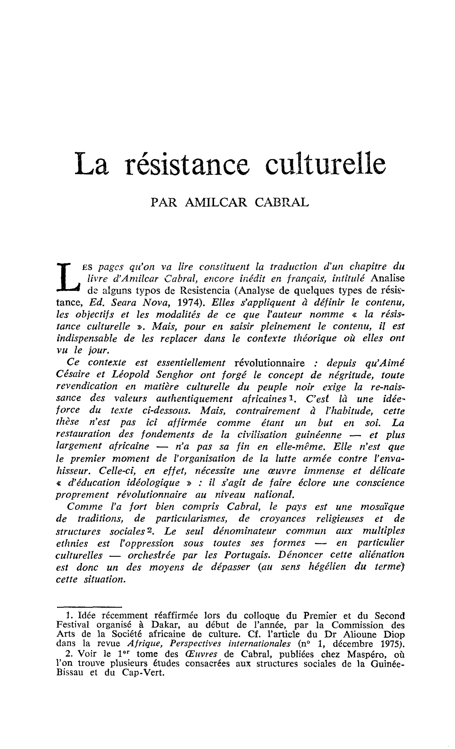 La résistance culturelle