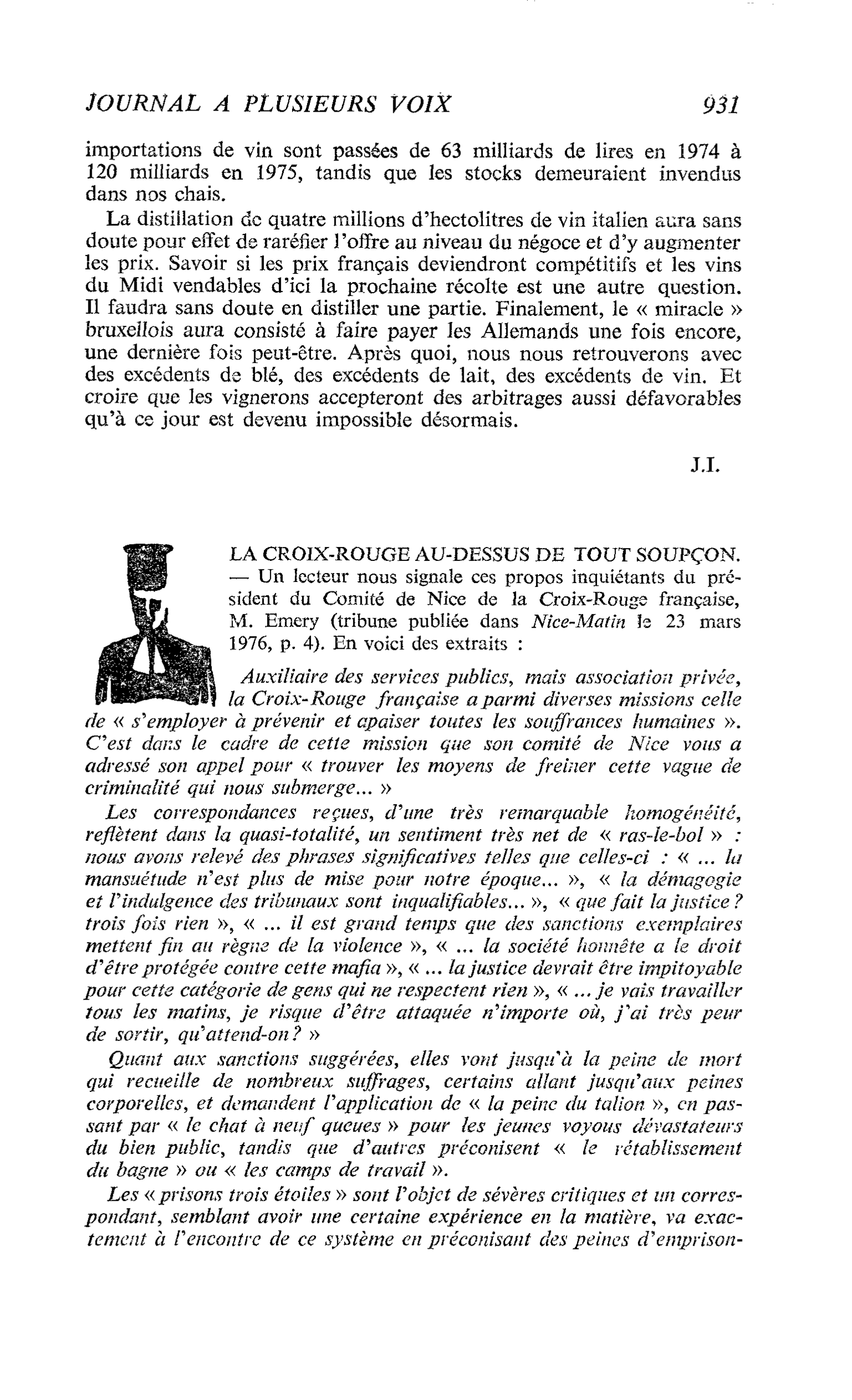 LA CROIX-ROUGE AU-DESSUS DE TOUT SOUPÇON