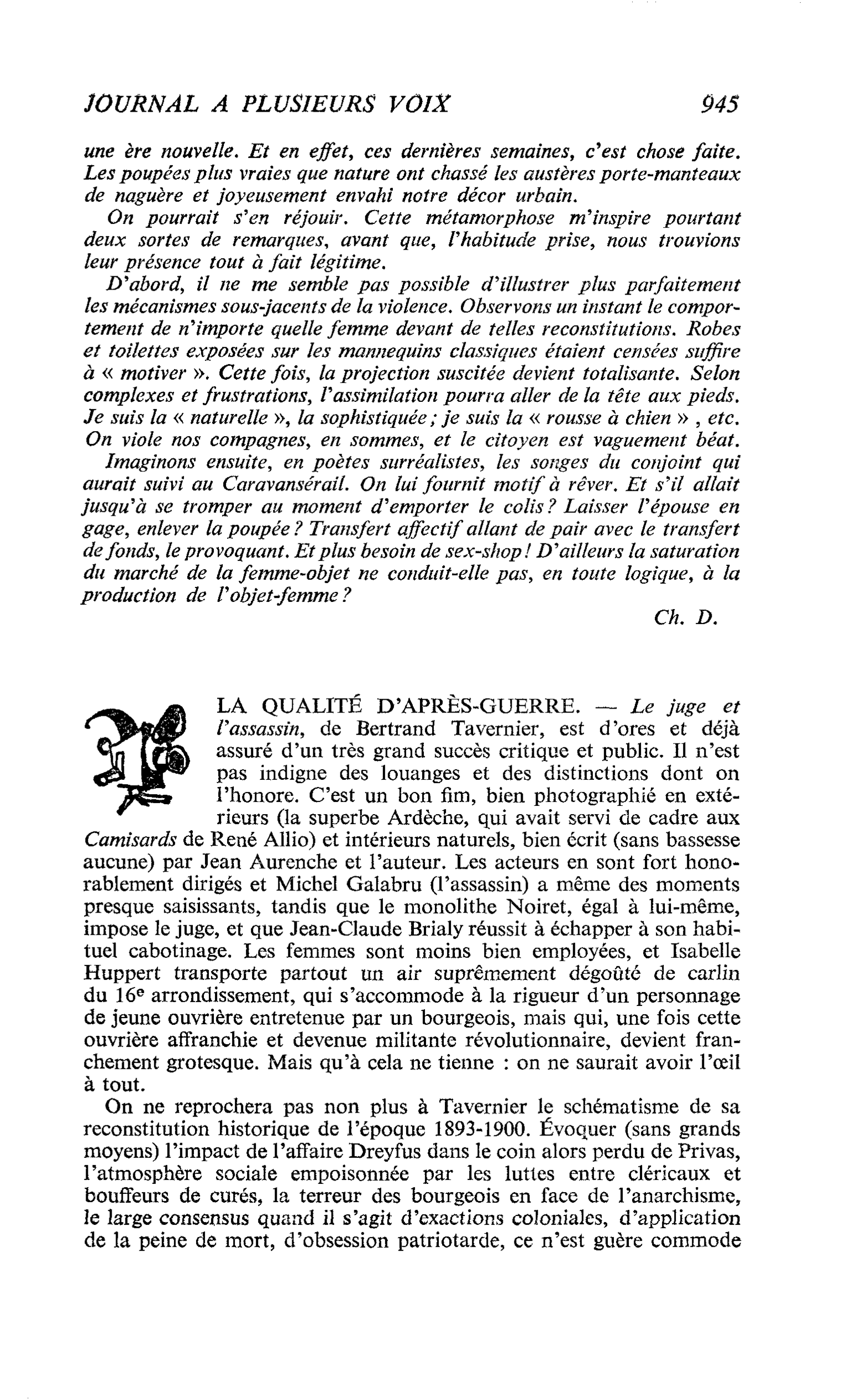 LA QUALITÉ D’APRÈS-GUERRE