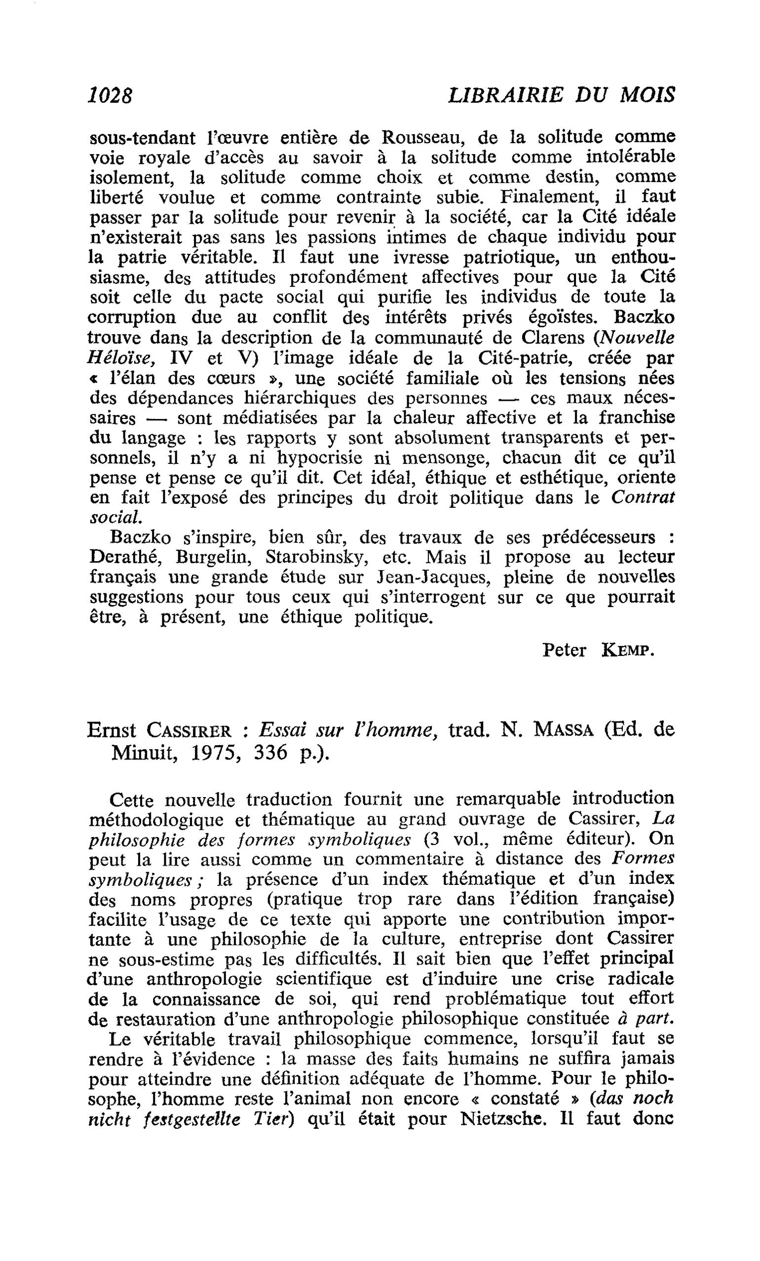 Ernst Cassirer : Essai sur l’homme