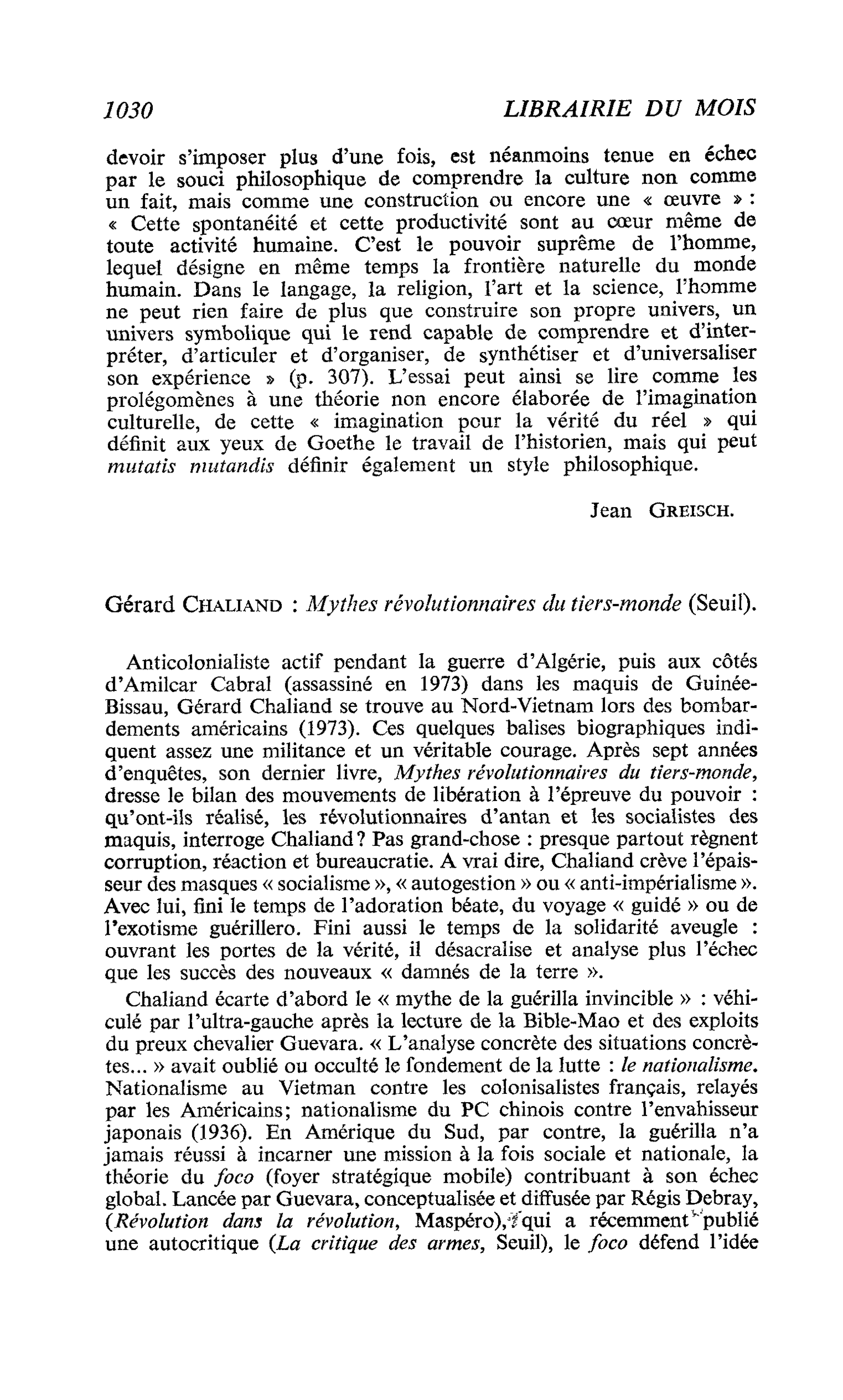 Gérard Chaliand : Mythes révolutionnaires du tiers-monde