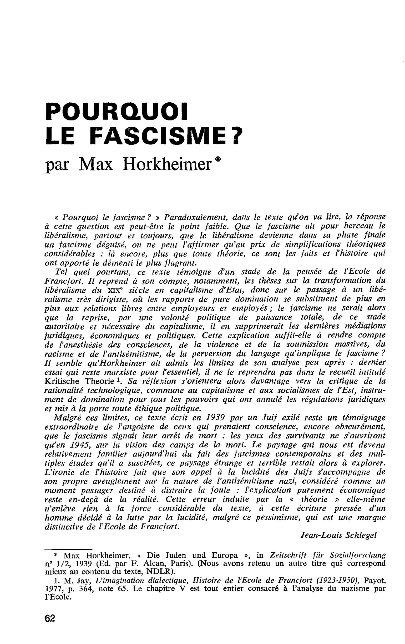 Pourquoi le fascisme ?