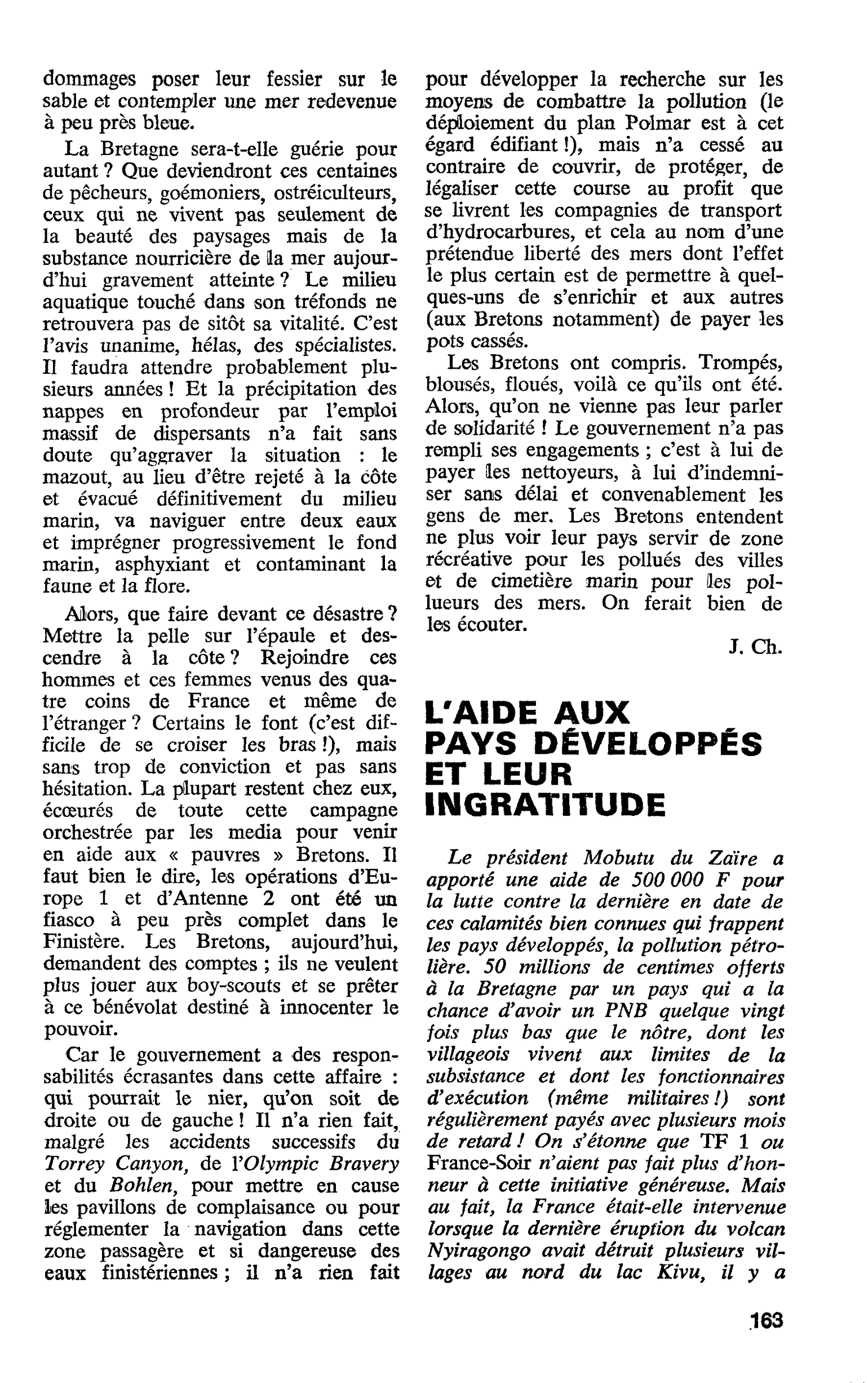 L’AIDE AUX PAYS DÉVELOPPÉS ET LEUR INGRATITUDE