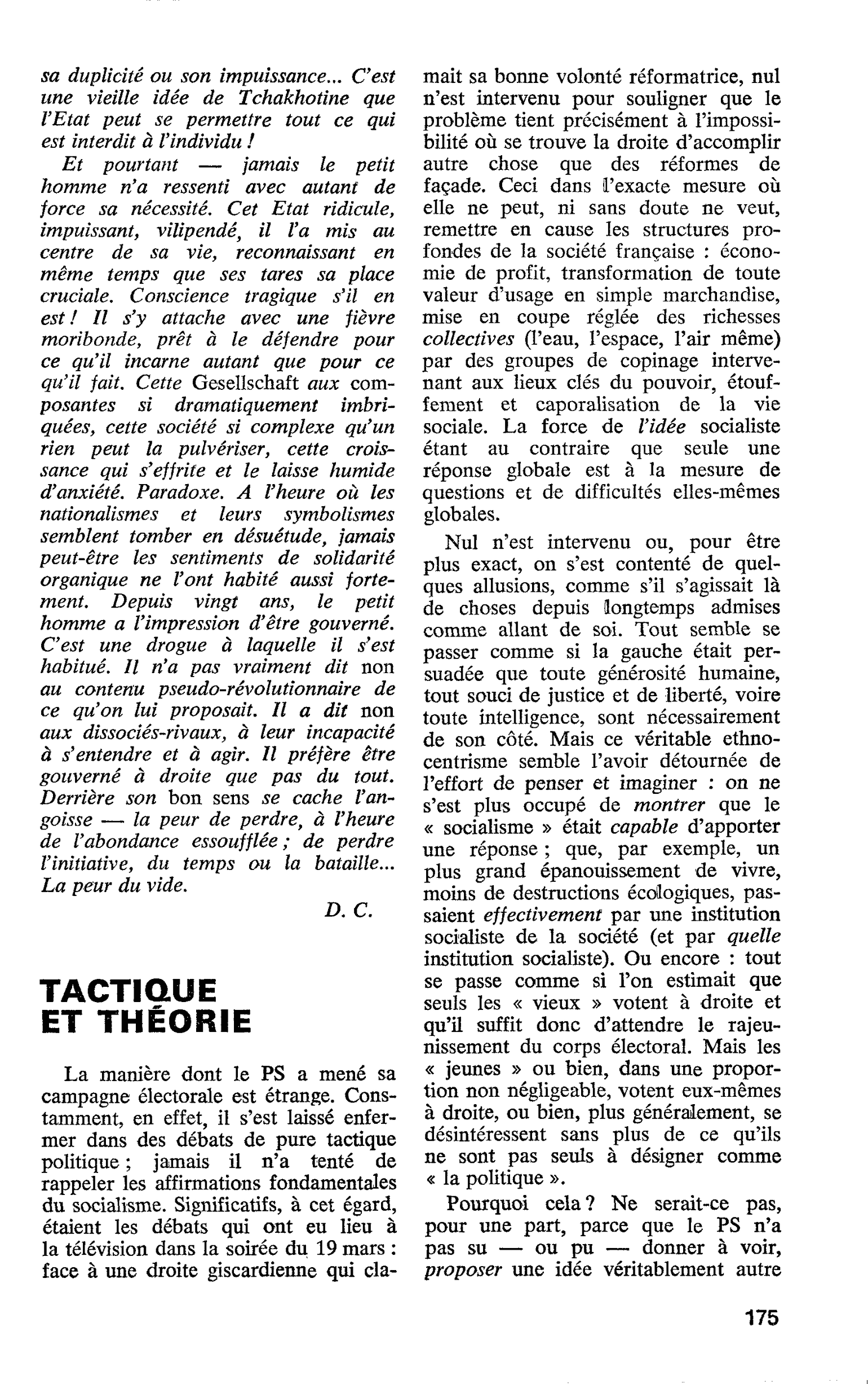 TACTIQUE ET THÉORIE