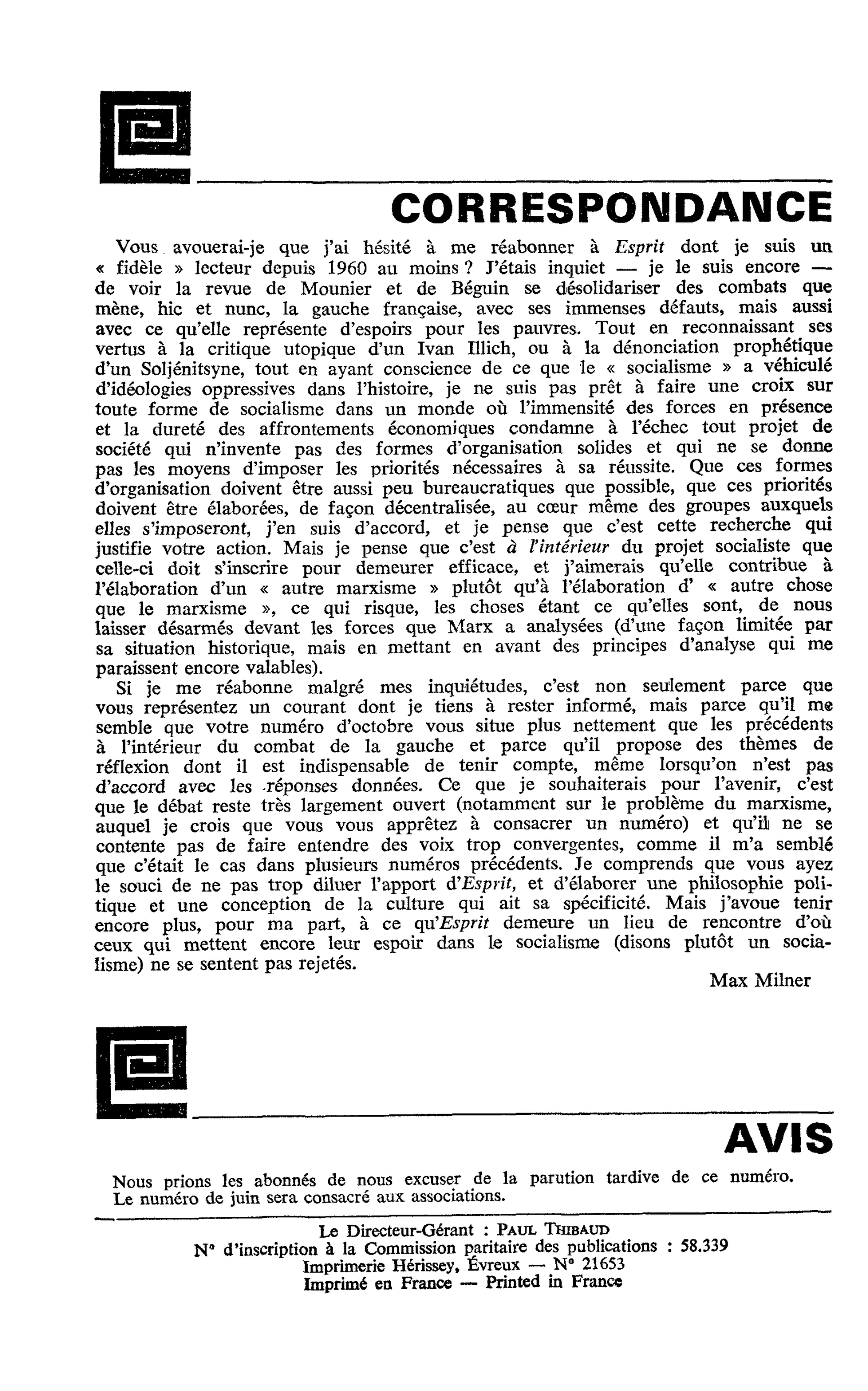 Correspondance