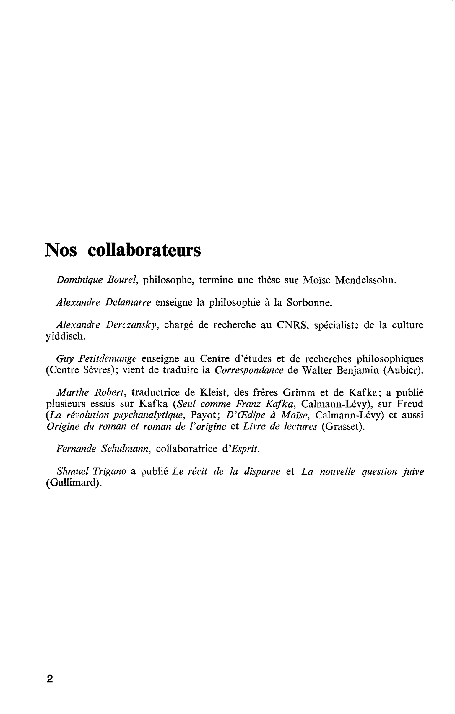 Nos collaborateurs