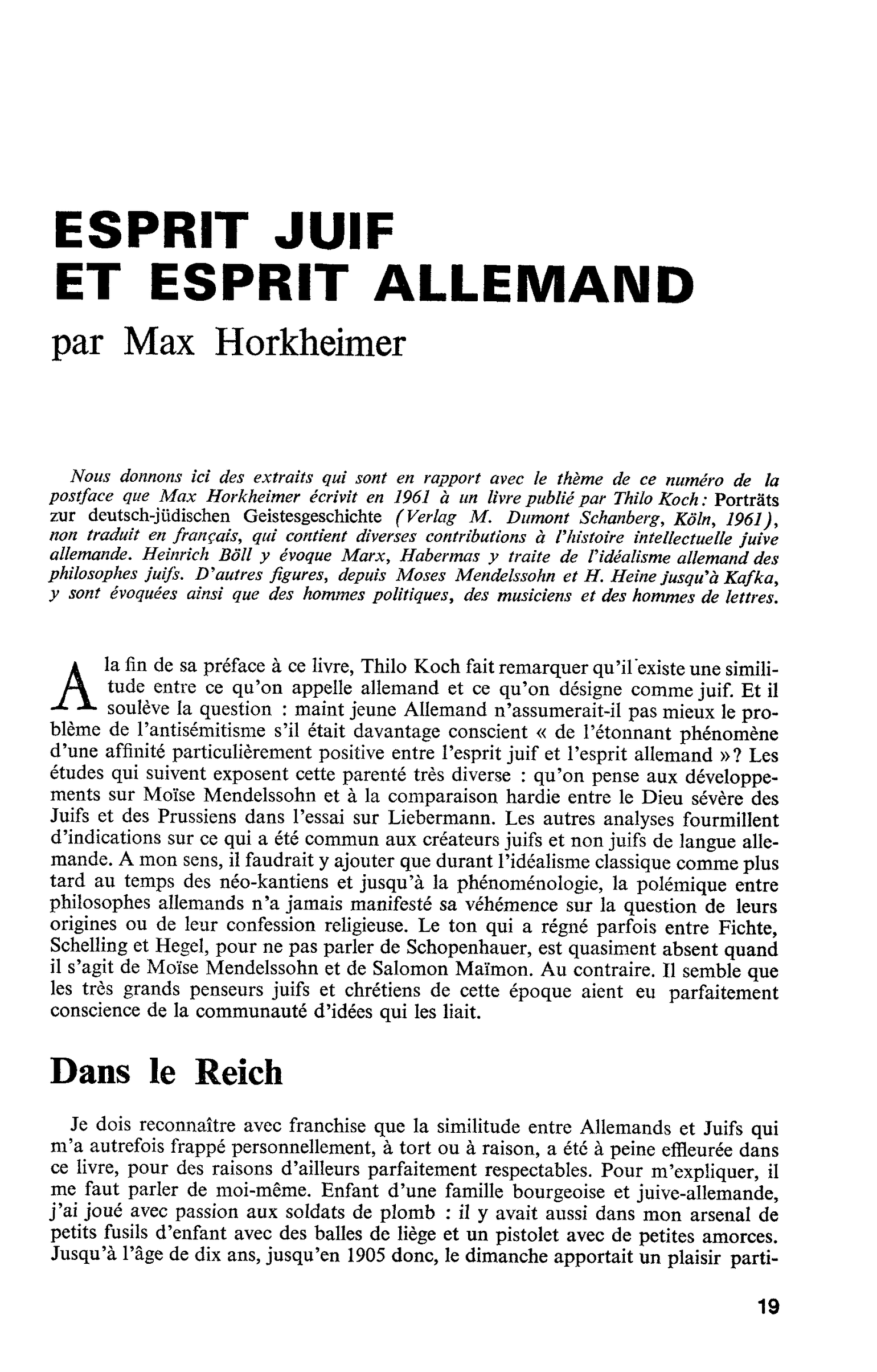 ESPRIT JUIF ET ESPRIT ALLEMAND