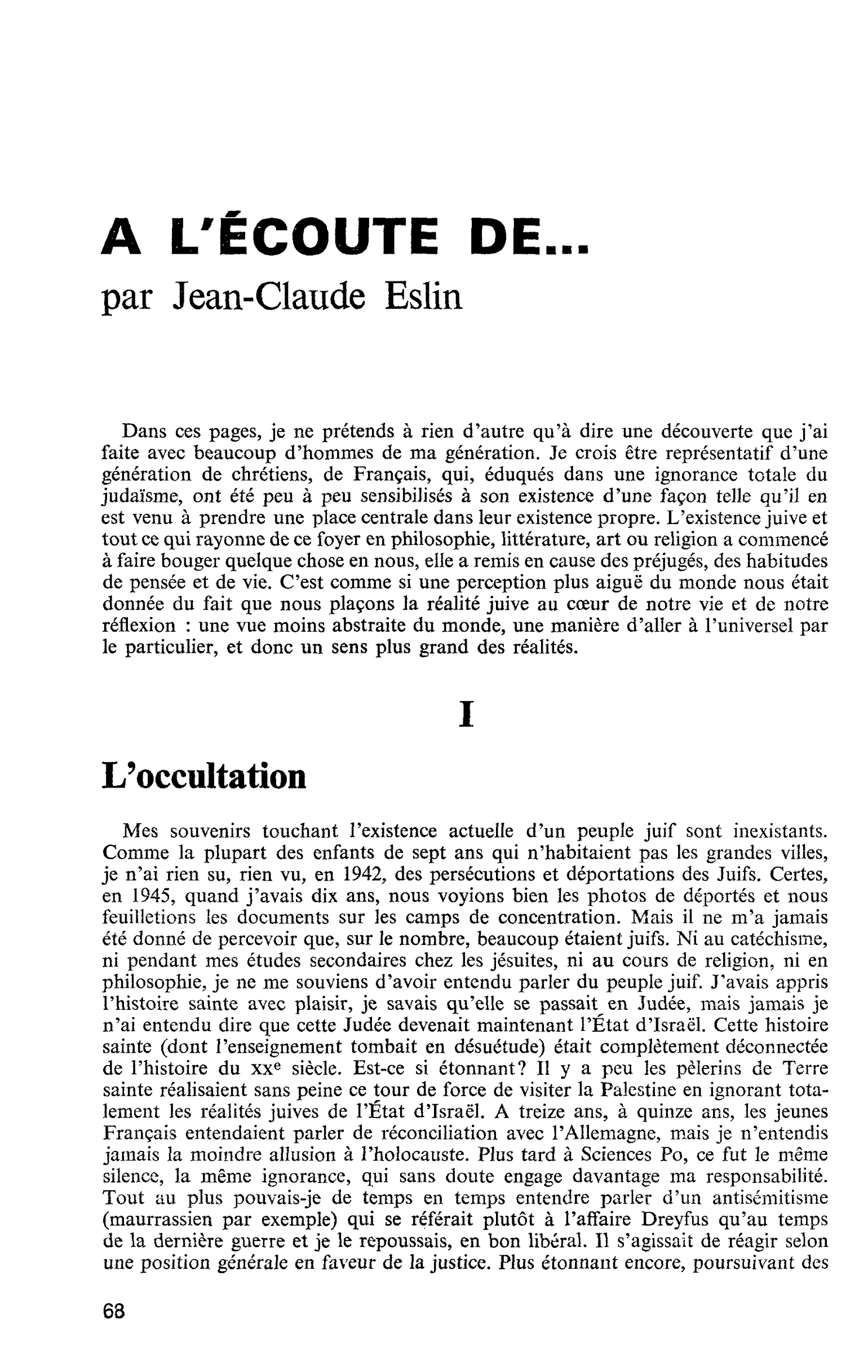 A L’ÉCOUTE DE…
