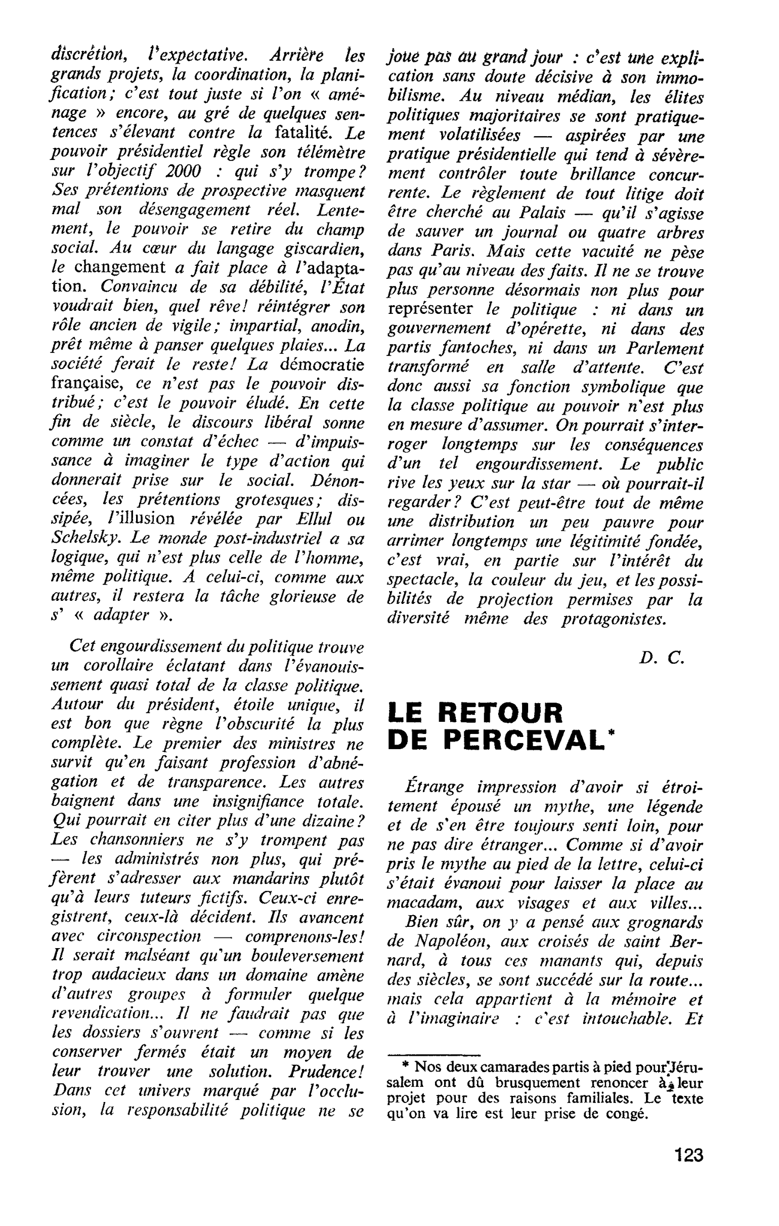 LE RETOUR DE PERCEVAL