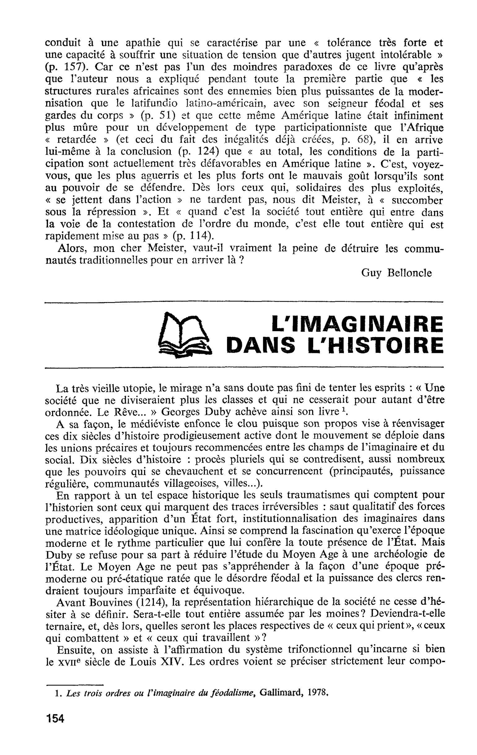 L’IMAGINAIRE DANS L’HISTOIRE