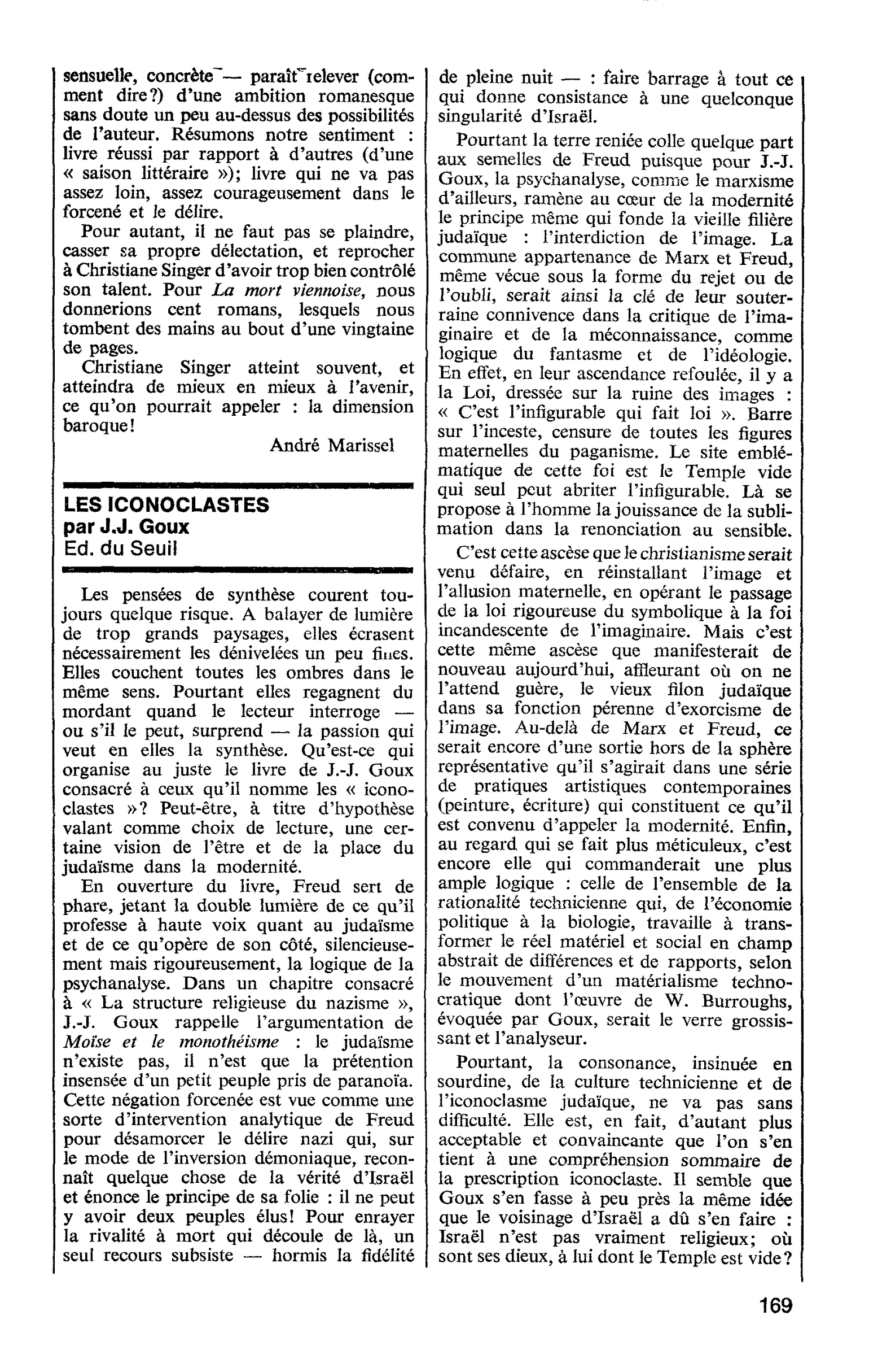 LES ICONOCLASTES par J.J. Goux