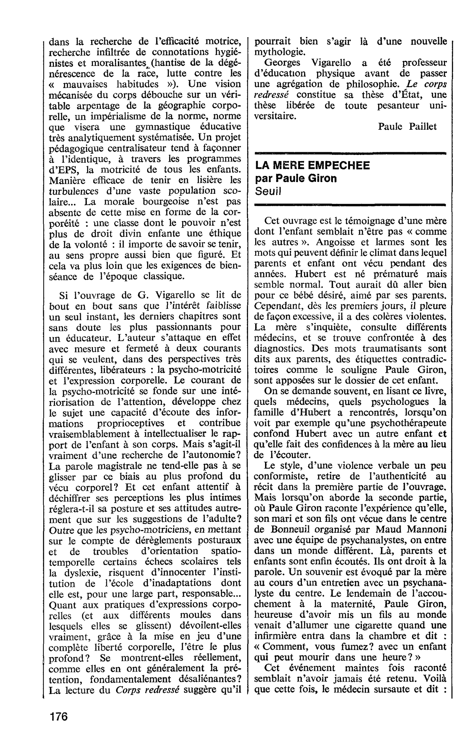 LA MERE EMPECHEE par Paule Giron