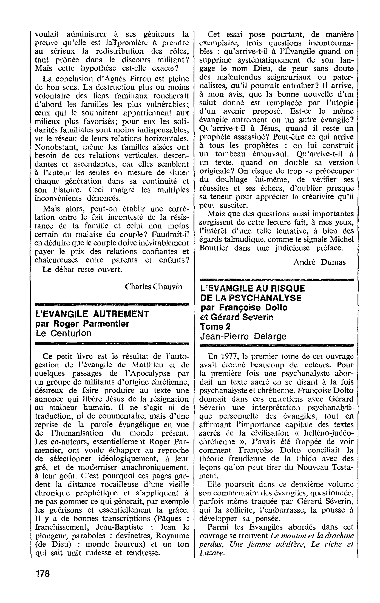 L’EVANGILE AU RISQUE DE LA PSYCHANALYSE par Françoise Dolto et Gérard Severin Tome 2