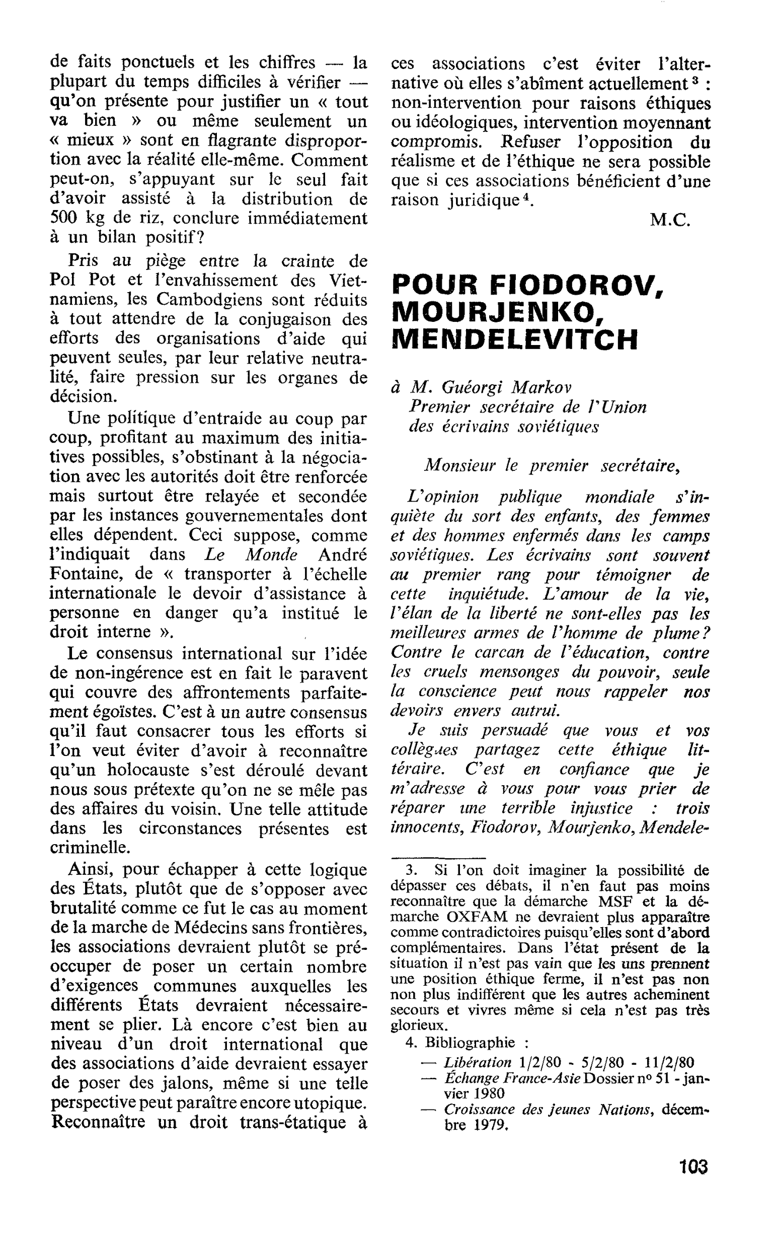 POUR FIODOROV, MOURJENKO, MENDELEVITCH