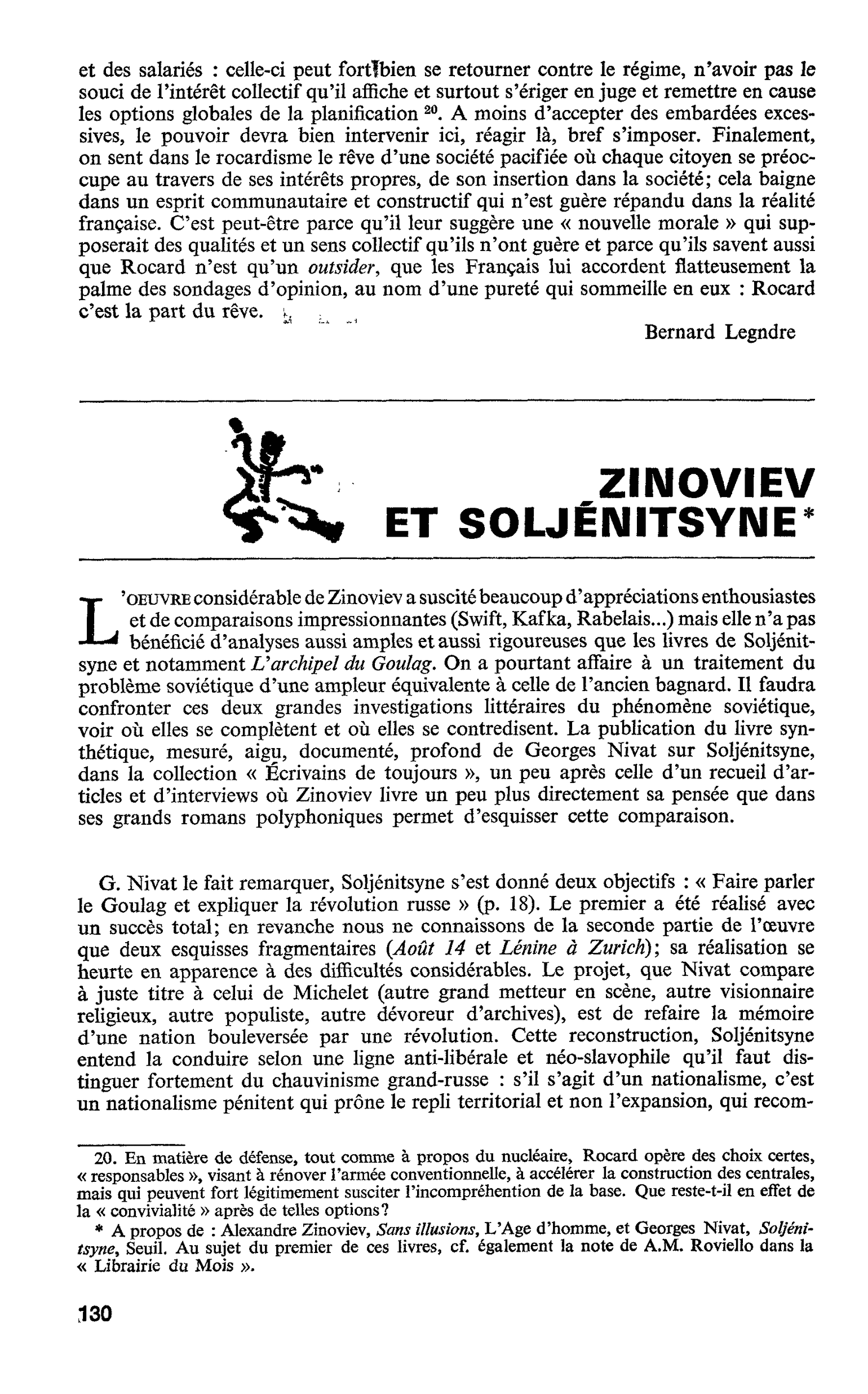 ZINOVIEV ET SOLJÉNITSYNE