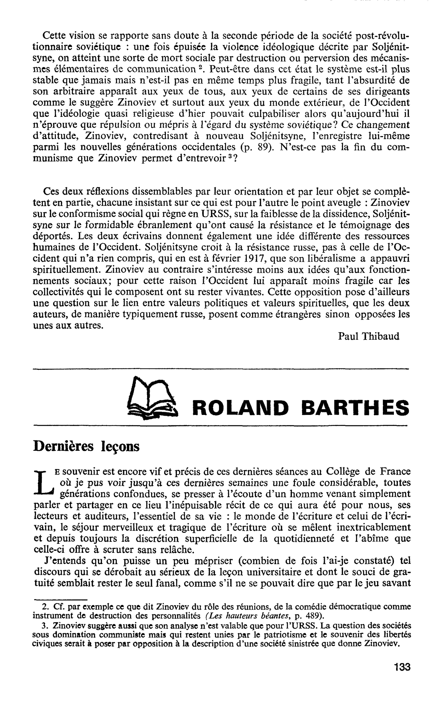 ROLAND BARTHES. Dernières leçons