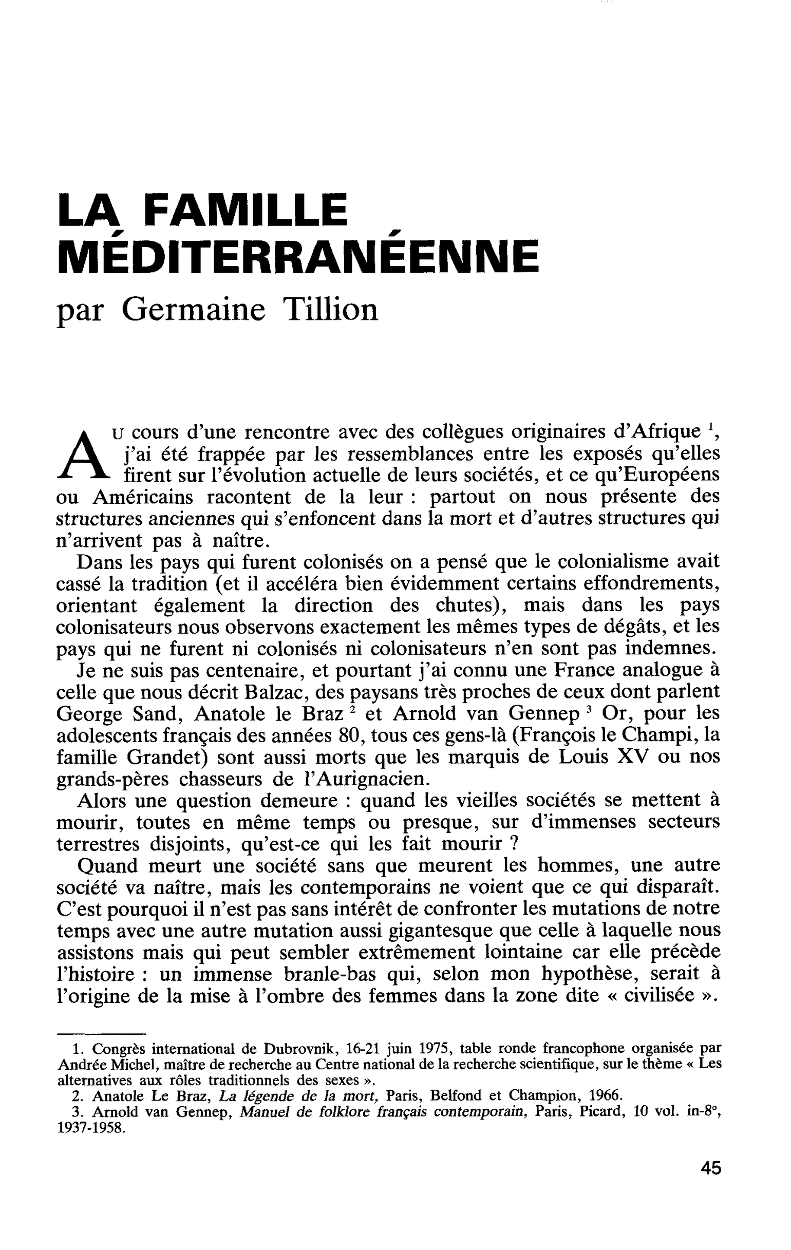 LA FAMILLE MÉDITERRANÉENNE