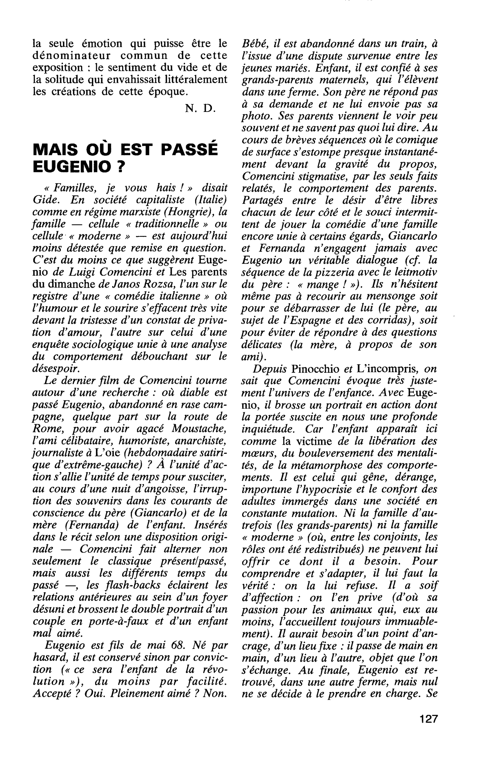 MAIS OÙ EST PASSE EUGENIO ?