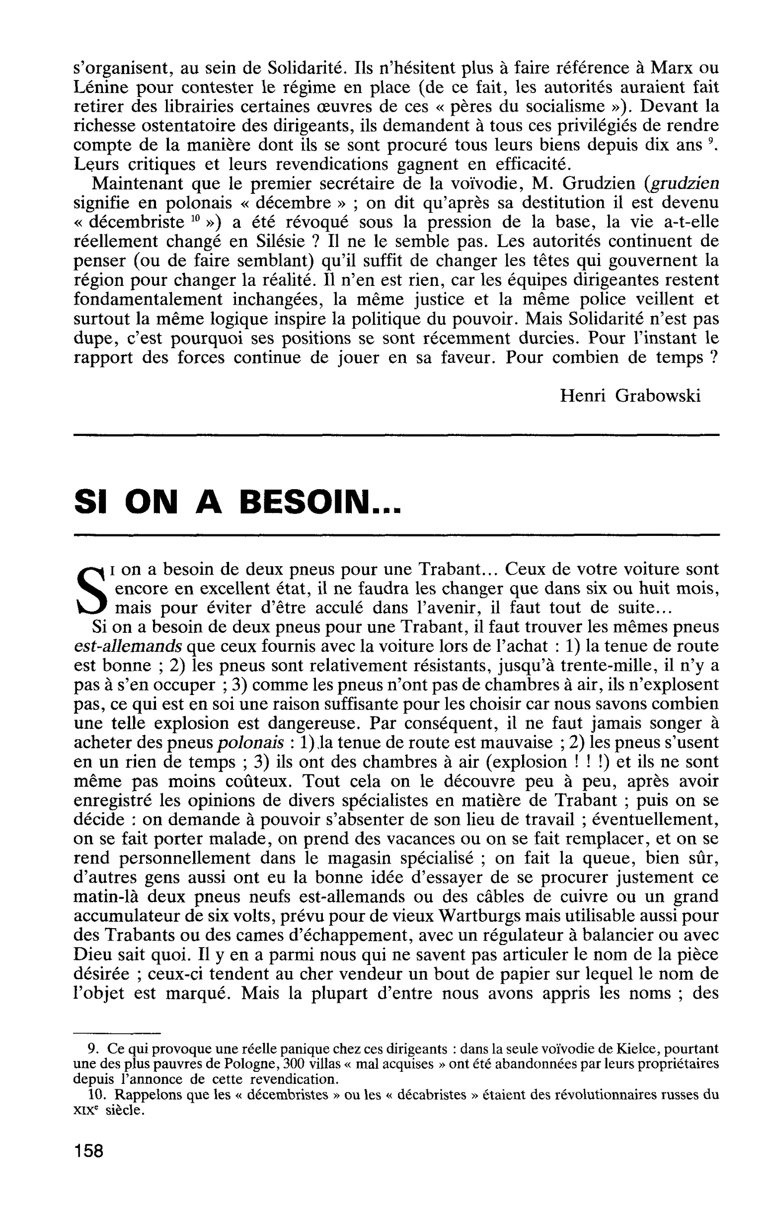 SI ON A BESOIN…