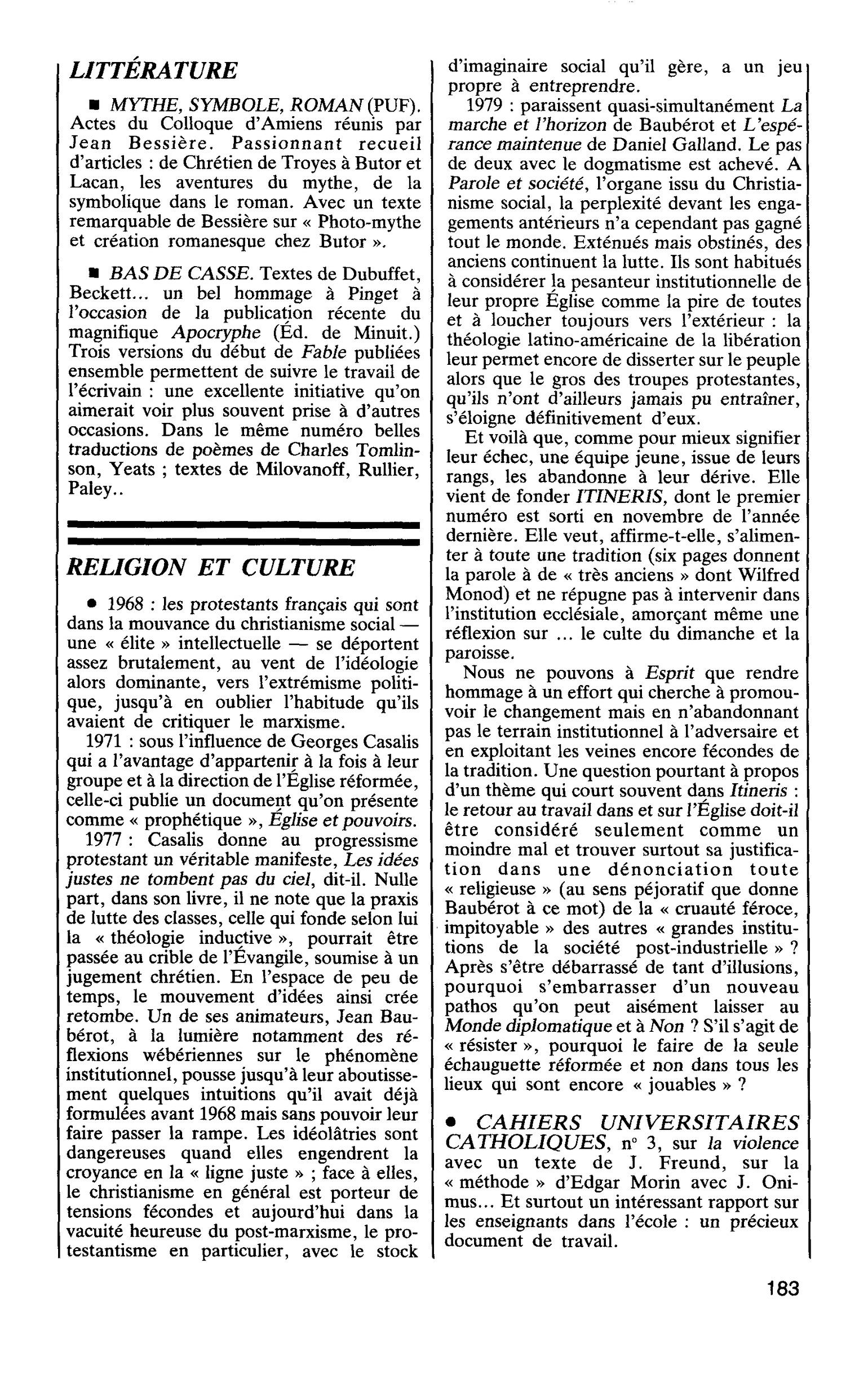 RELIGION ET CULTURE
