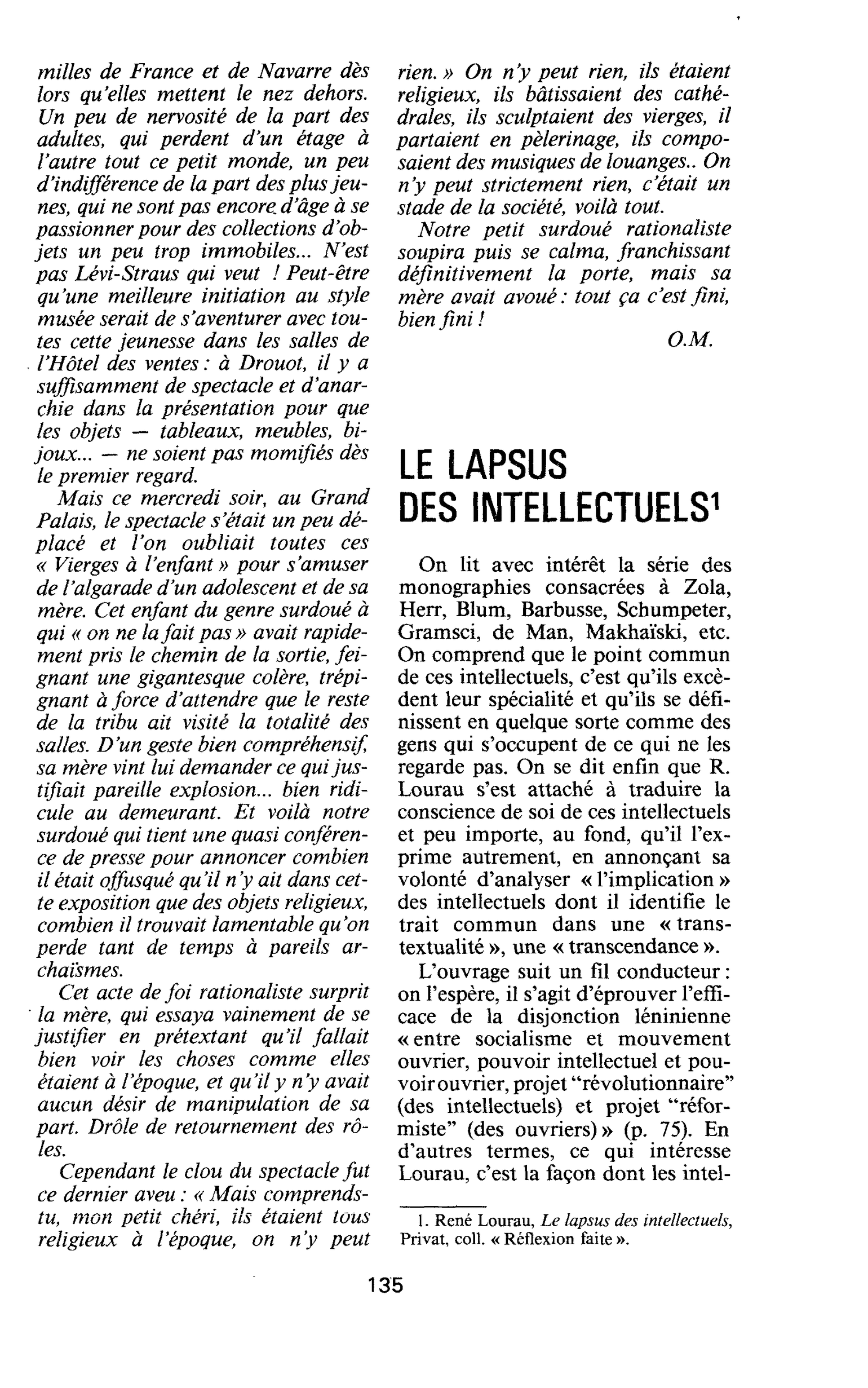 LE LAPSUS DES INTELLECTUELS